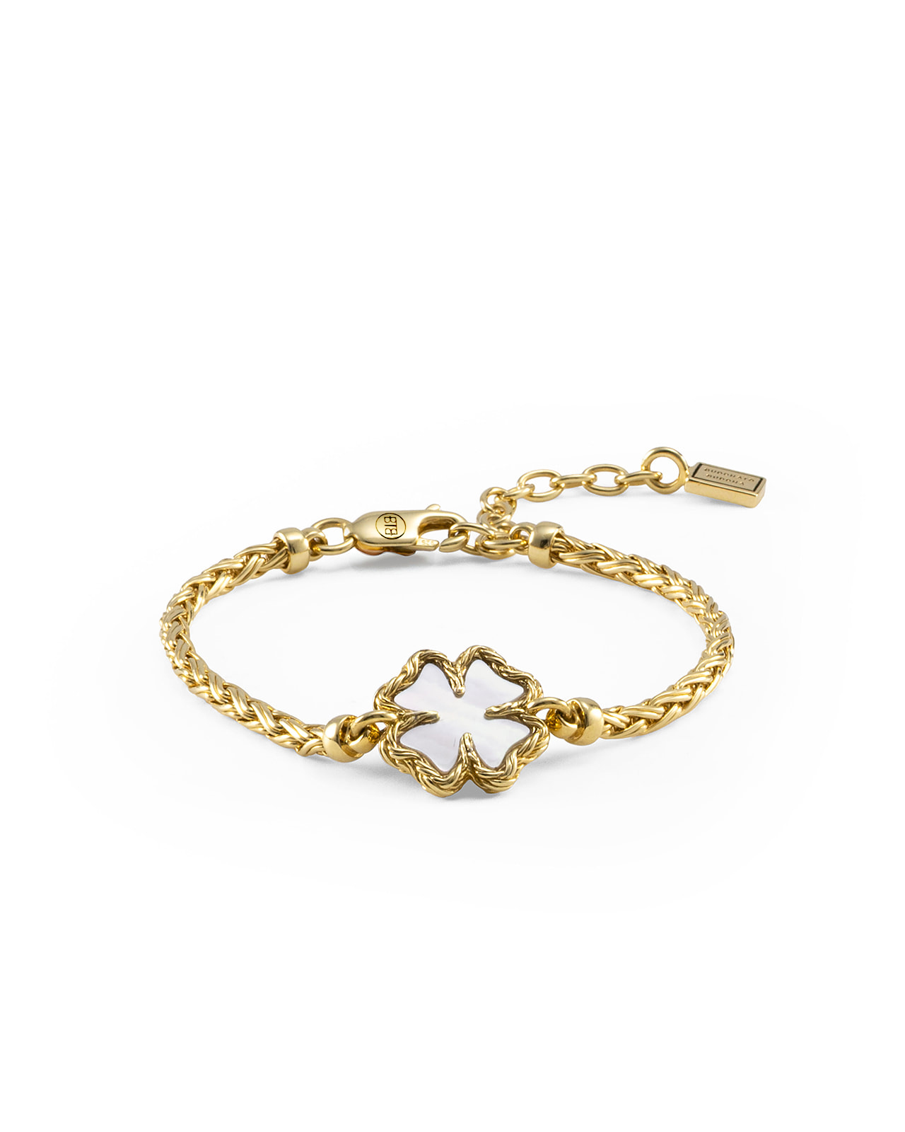 Buddha to Buddha - Zilveren armband verguld, Katja Clover Mother of Pearl, 176GV Maat: C-E 16-19cm - 001J01176E990