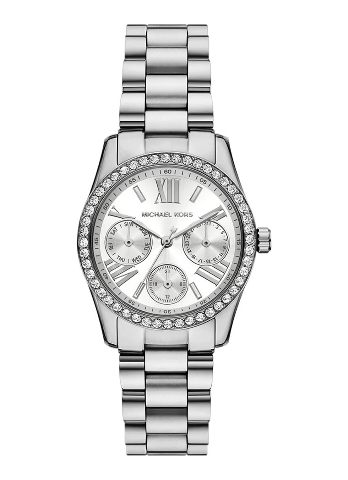 Het Lexington Lux horloge is een tijdloos icoon met een moderne update en heeft een kast van 34 mm voor een verfijnde pasvorm. De kenmerkende band met drie schakels en de glimmende topring voegen een vleugje glamour toe, terwijl de zilverkleurige afwerking zorgt voor moeiteloze verfijnde look bij elke gelegenheid.