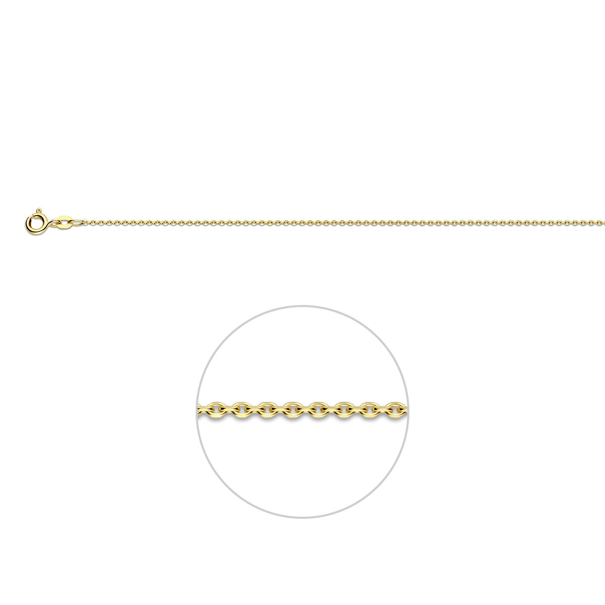 14 kt geelgouden collier anker 2,2 gr 1,1 mm 45 cm