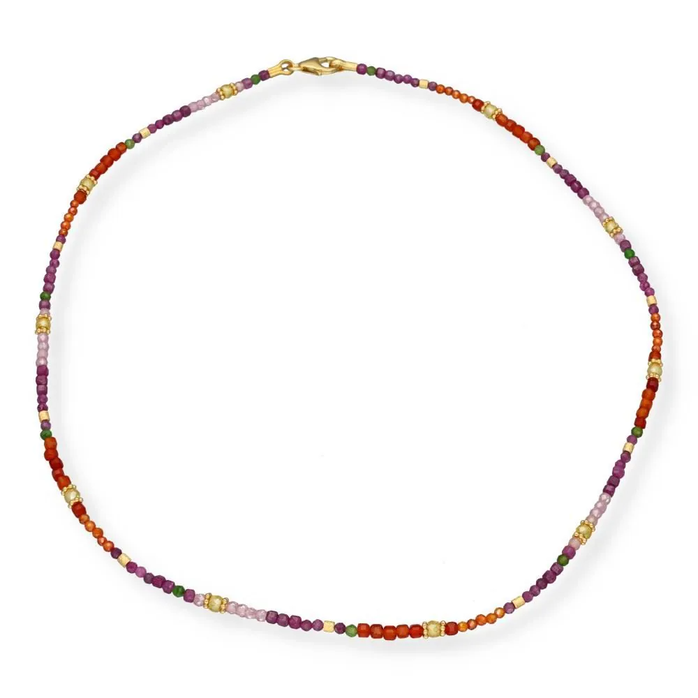 Collier go, korund, granaat, karneool, amethyst, 43 cm