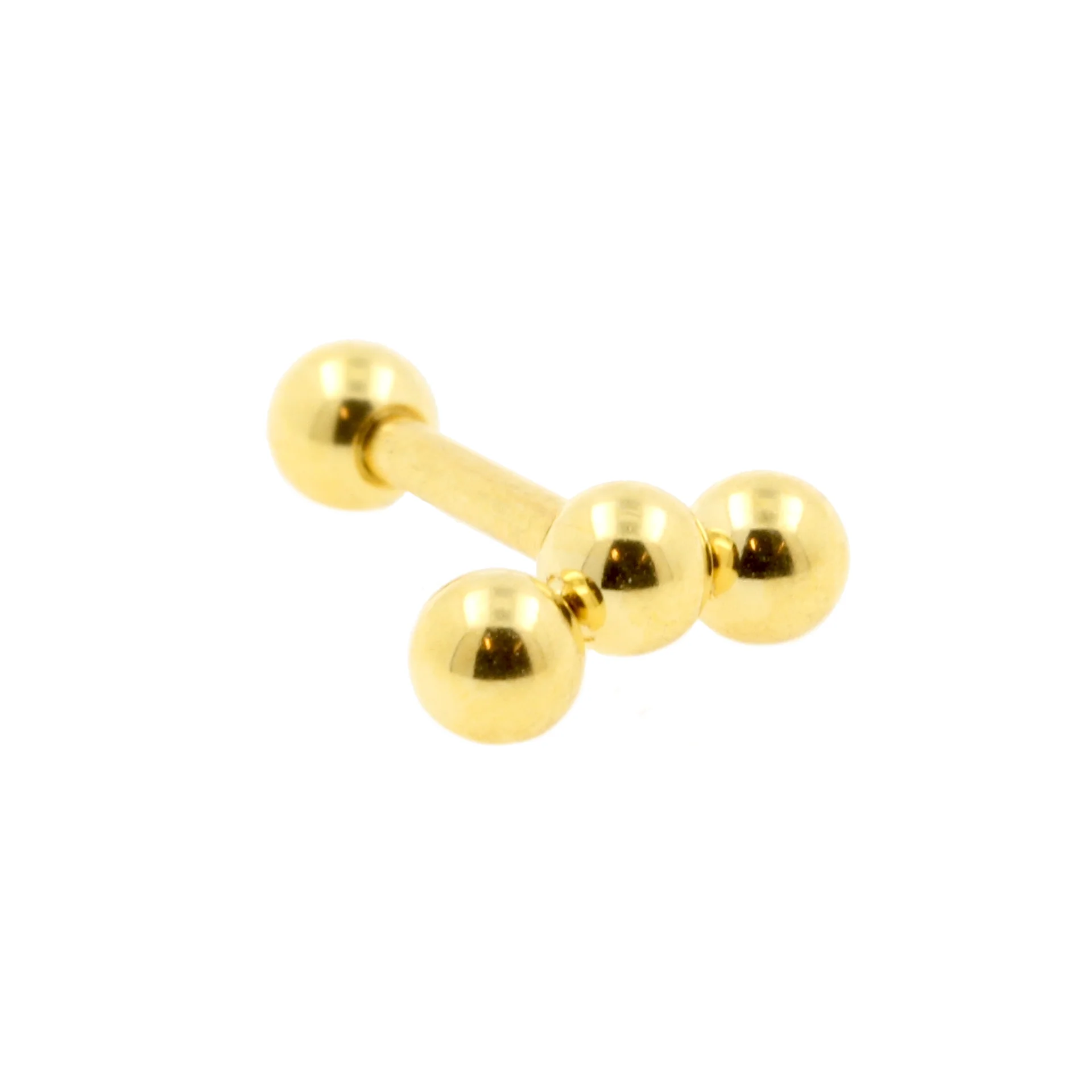 helixpiercing, goudkleurig drie dotjes