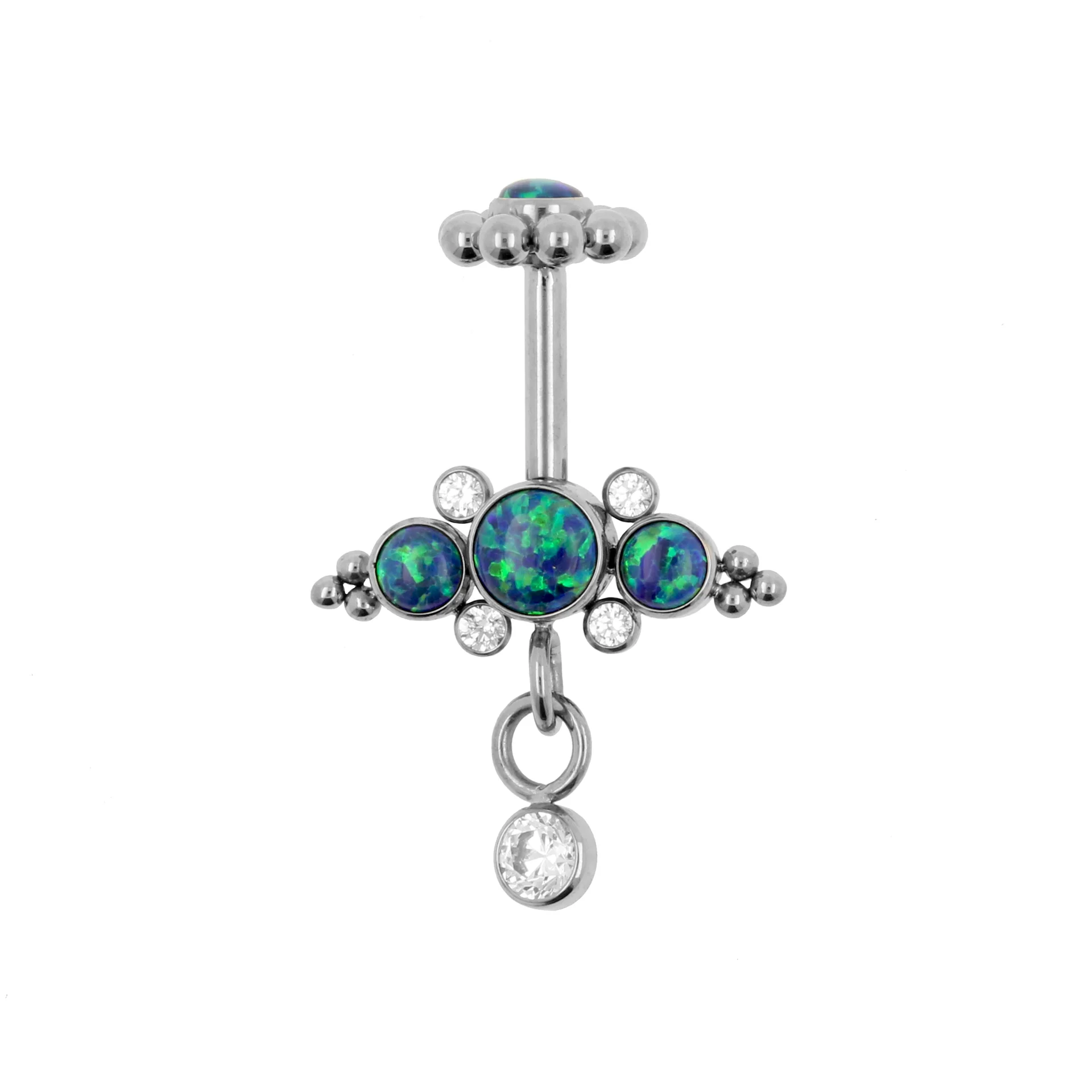 vertical helix opaal dangle cluster. Titanium
