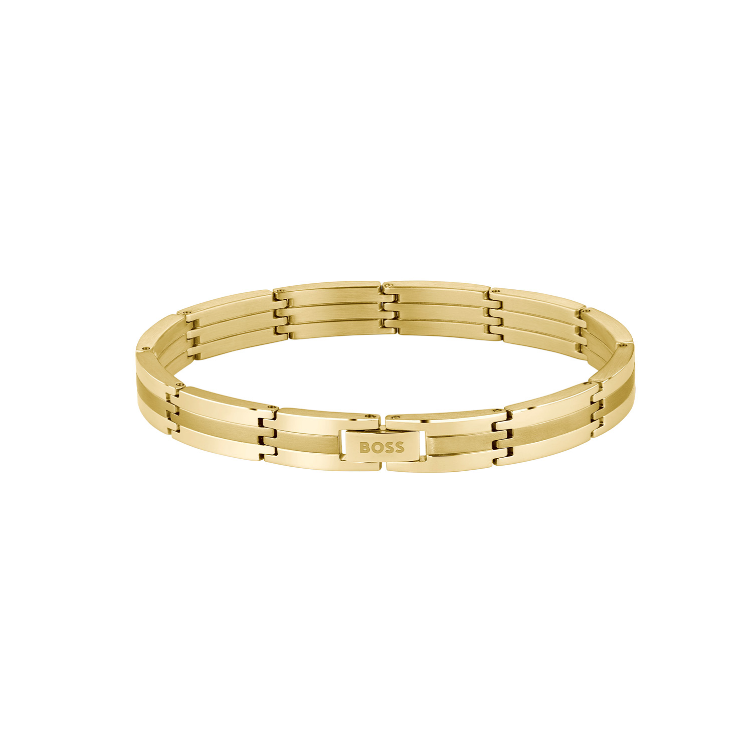 BOSS JEWELS HBJ1580805 BROOKS ESSENTIALS Heren Armband GP 19cm
Deze stijlvolle goudkleurige stalen heren schakelarmband straalt kracht en elegantie uit. Gemaakt van hoogwaardig roestvrij staal, is de armband duurzaam, kleurvast en geschikt voor dagelijks gebruik. De goudkleurige armband van BOSS uit de BROOKS ESSENTIALS serie met artikelnr. HBJ1580805 heeft platte smalle rechthoekige schakels en sluit met een druksluiting. Hij is op meerdere lengtes te dragen en de totale lengte is 19cm. Goed te combineren met de bijpassende sieraden van BOSS.

Het merk: HUGO BOSS is afgestemd op levensstijlen waar het gaat om kwaliteit en precisie. Het wereldwijde fashionlabel is verdeeld in twee merken: BOSS en HUGO. Het merk BOSS biedt geavanceerde, moderne horloges gericht op kwaliteit en design om een onberispelijke look te cre&euml;ren &ndash; of het nu zakelijk, casual of sportief is. Ontdek de nieuwe horlogecollectie die bewijst dat details echt het verschil maken.

 Specificaties:
- Artikelnr: HBJ1580805
- Schakelarmband
- Materiaal: Staal
- Goudkleurig
- Lengte: 19cm verstelbaar