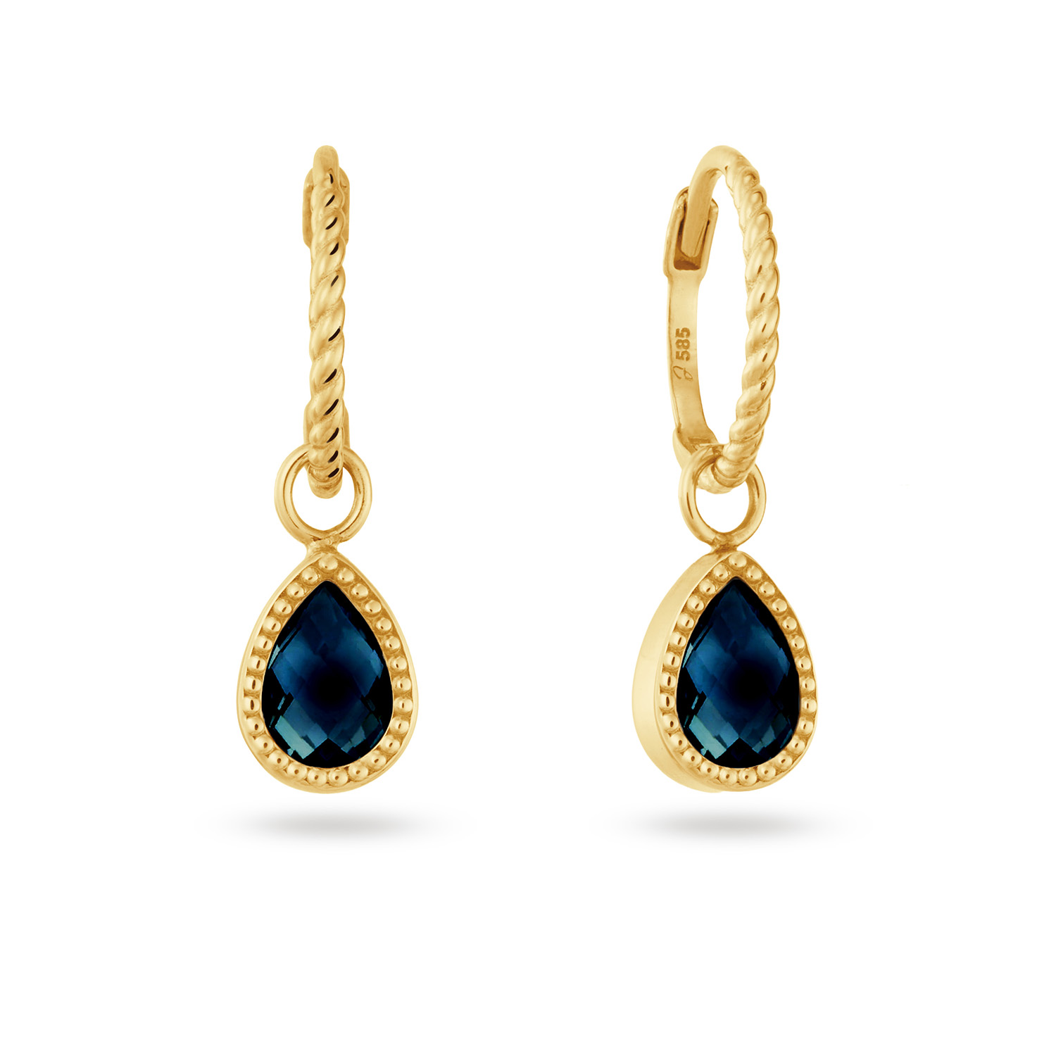 Jackie 14k Amstel London Blue Topaas Hoops