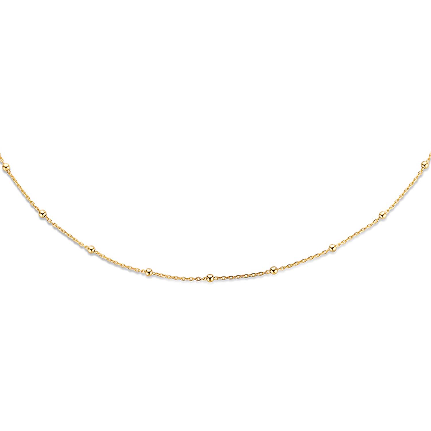 Op zoek naar een verfijnde, tijdloze gouden ketting? De Jackie 14 karaat gouden dotted ketting combineert een elegante subtiliteit met een speelse touch. Deze verfijnde schakelketting is verrijkt met kleine, glanzende bolletjes (dots) die zorgen voor een prachtige sprankeling bij elke beweging.

Of je de ketting nu solo draagt voor een verfijnde look of combineert met jouw favoriete gouden bedels en hangers: deze 14k geelgouden collier is de perfecte basis voor iedere sieraden-layering. Dankzij het hoogwaardige 14 karaat goud behoudt het sieraad levenslang zijn warme glans en kwaliteit.