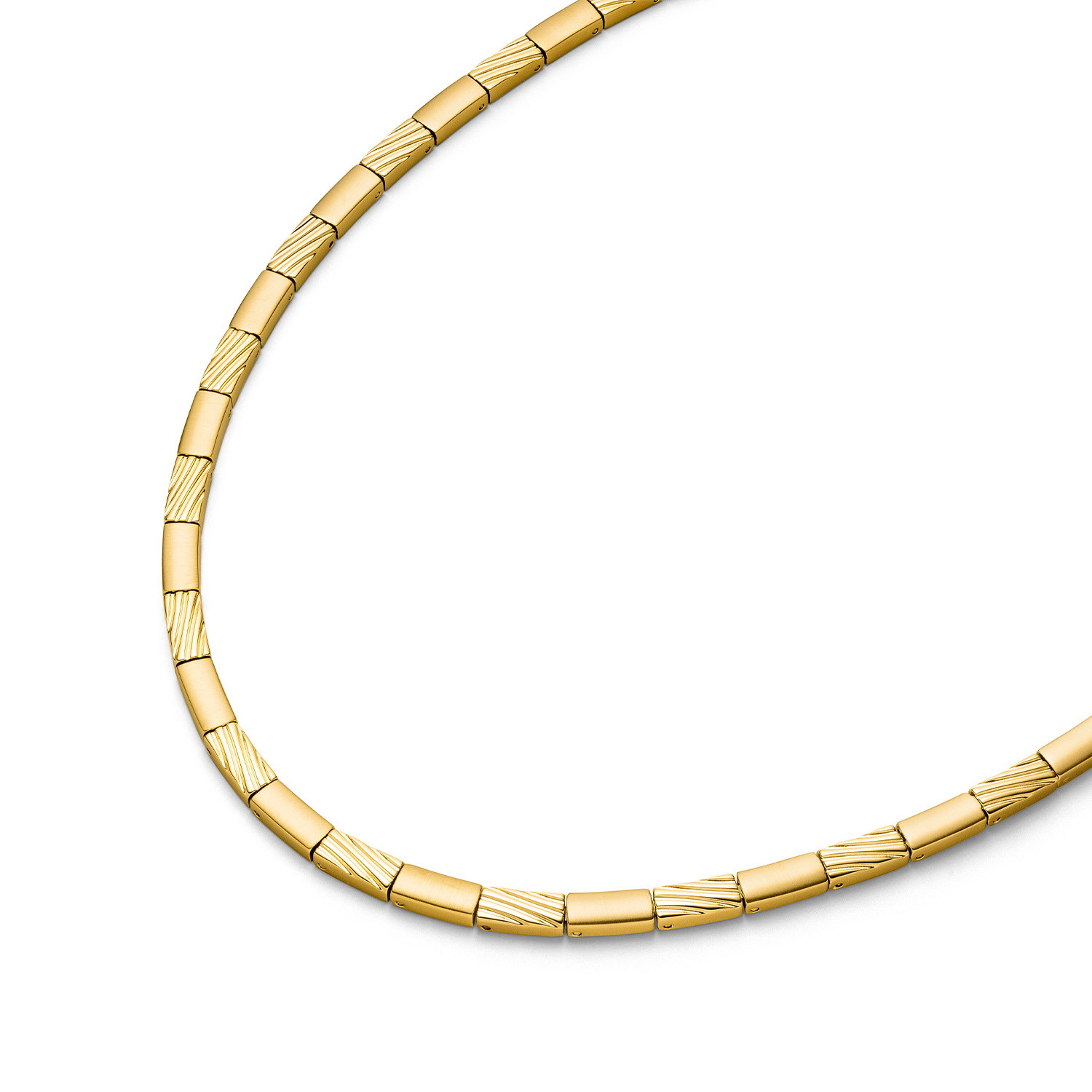 Deze unieke goudkleurige titanium ketting van Boccia Titanium is een mooie toevoeging aan je sieradencollectie! Wat deze titanium ketting uniek maakt, is dat het rechthoekige schakels zijn, goudkleurige schakel die met elkaar verbonden zijn.
