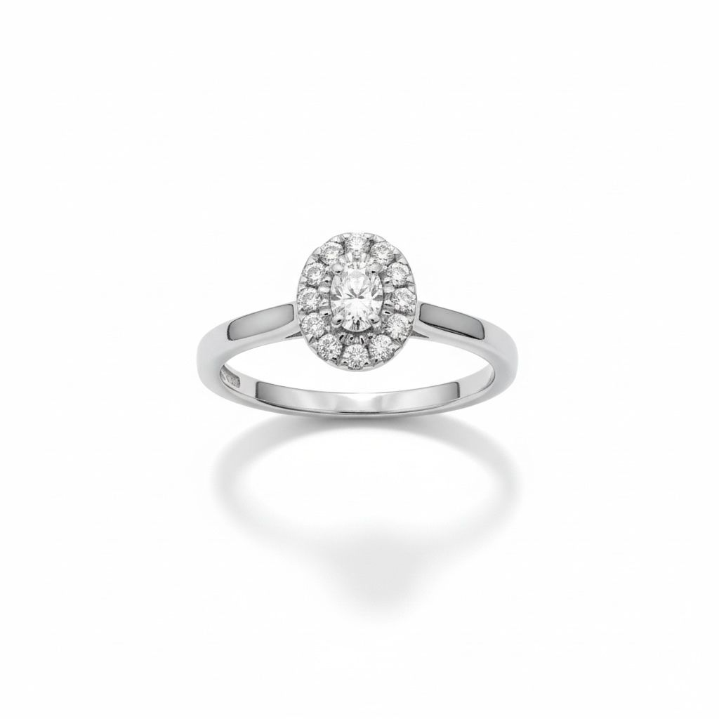 Witgouden ring met 13 diamanten met een totaal van 0.23 caraat