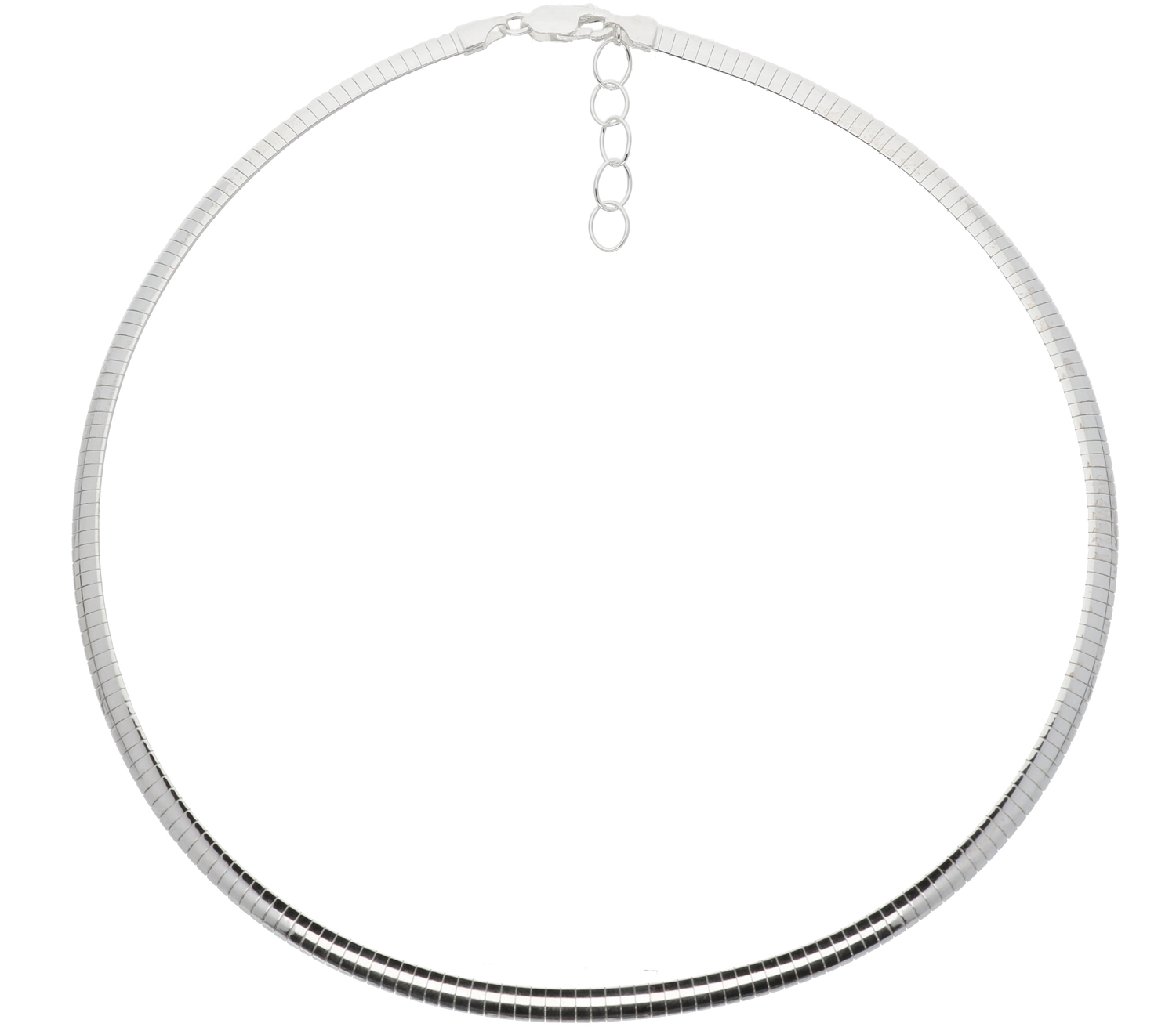 Gerhodineerd Zilveren Omegacollier halfrond 5mm en 43cm 