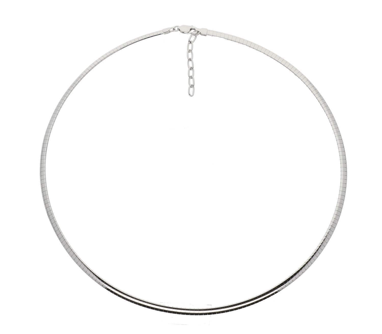 Gerhodineerd Sterling zilveren omega collier halfrond 3mm 43cm