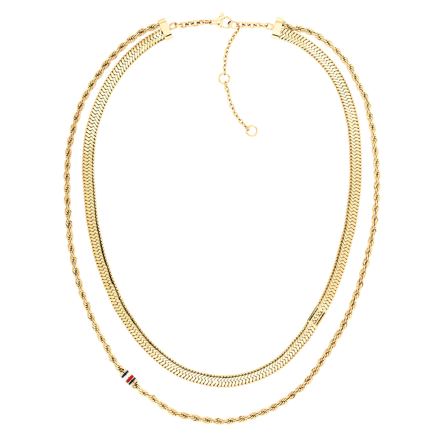 Tommy Hilfiger Jewels TJ2780980 Ketting Dames Staal 51cm GP
Deze ketting van Tommy Hilfiger uit de jewelry serie Layered Set met nr: TJ2780980 is een musthave voor je Tommy collectie. De stalen goudkleurige dames ketting heeft twee verschillende kettingen die samenkomen in het slot. De ene is een omega schakel en de andere een koord schakel. Door een cartieslot en diverse tussenogen is de armband op drie verschillende lengtes te dragen. De totale lengte van deze layer ketting is 51cm.