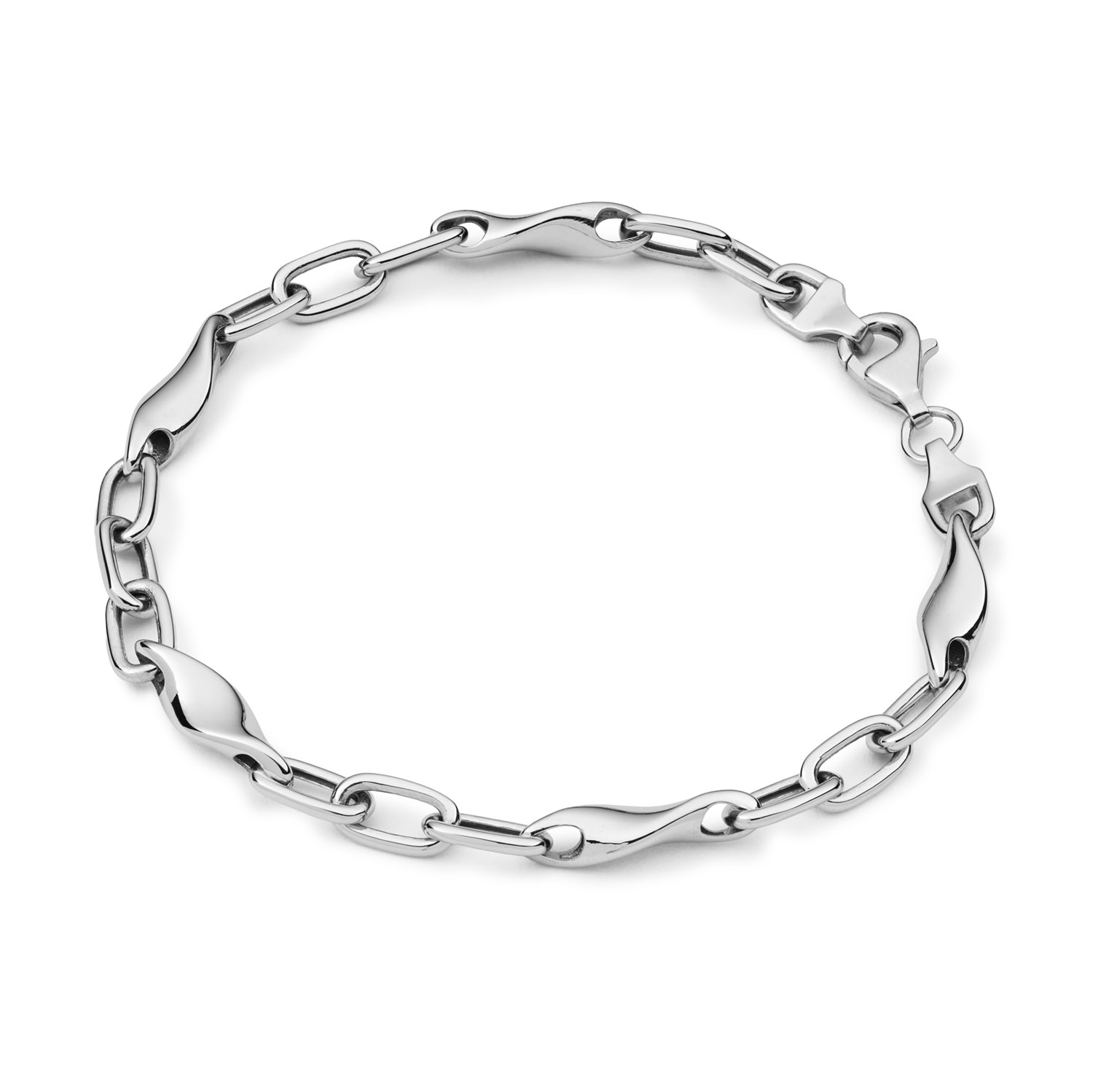 GLOW zilveren damesarmband met gedraaide schakels. Lengte 19cm