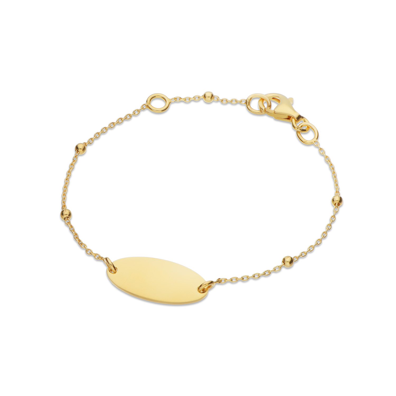 Dit armbandje met anker schakel en bolletjes is een mooi cadeau door het plaatje die geaveerd kan worden! Het armbandje is gemaakt van 925 sterling zilver met vergulde laag. De afmeting van het plaatje is 8 x 18mm.

GLOW
Benadruk jouw stijl met de verfijnde sieraden van GLOW en laat je inspireren door de uitgebreide collectie 14 karaats gouden sieraden van de hoogste Europese kwaliteit. Ontworpen om elke dag te dragen. Naast tijdloze ontwerpen bestaat de collectie ook uit hippe sieraden; zoals minimalistische gouden kettingen en afische oorknopjes. Wil je een beetje extra stralen? Kies dan voor flonkerende zirkonia of ga voor luxe met onze geraffineerde diamanten sieraden.
  
  Specificaties
  - 104.8383.15
  - Armband
  - 925 sterling zilver met gouden laagje
  - Lengte verstelbaar: 13 - 15cm