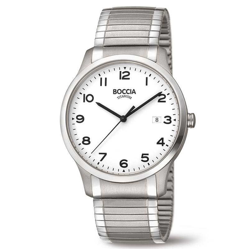 Boccia Titanium 3616-01
Dit herenhorloge van Boccia Titanium heeft een nette uitstraling. De zilverkleurige titanium horlogekast zorgt voor een stijlvolle look en de witte wijzerplaat maakt het horloge klassiek. Het horloge heeft een ronde kast met een diameter van 40mm, een datum, een mineraalglas, en is 5ATM. Combineer dit prachtige exemplaar met de andere sieraden van Boccia Titanium voor een complete look. Aan de titanium kast zit een titanium band. 

HET MERK
Boccia Titanium is het titanium merk van Nederland, dat zijn oorsprong in Duitsland vindt en is opgericht in het jaar 1992. Ontwikkeld door internationale ontwerpers. Alle titanium componenten van de BOCCIA TITANIUM collectie zijn gemaakt van 99,7% puur titanium; het bijzondere materiaal. Het is licht in gewicht, neemt de temperatuur van de huid aan en is zeer huidvriendelijk. Bovendien is het corrosie- en temperatuurbestendig.

SPECIFICATIES
- Mineraalglas
- Ronde titanium horlogekast, &Oslash; 40mm
- Titanium band
- Witte wijzerplaat
- 5ATM (Regen- & spatwaterdicht)