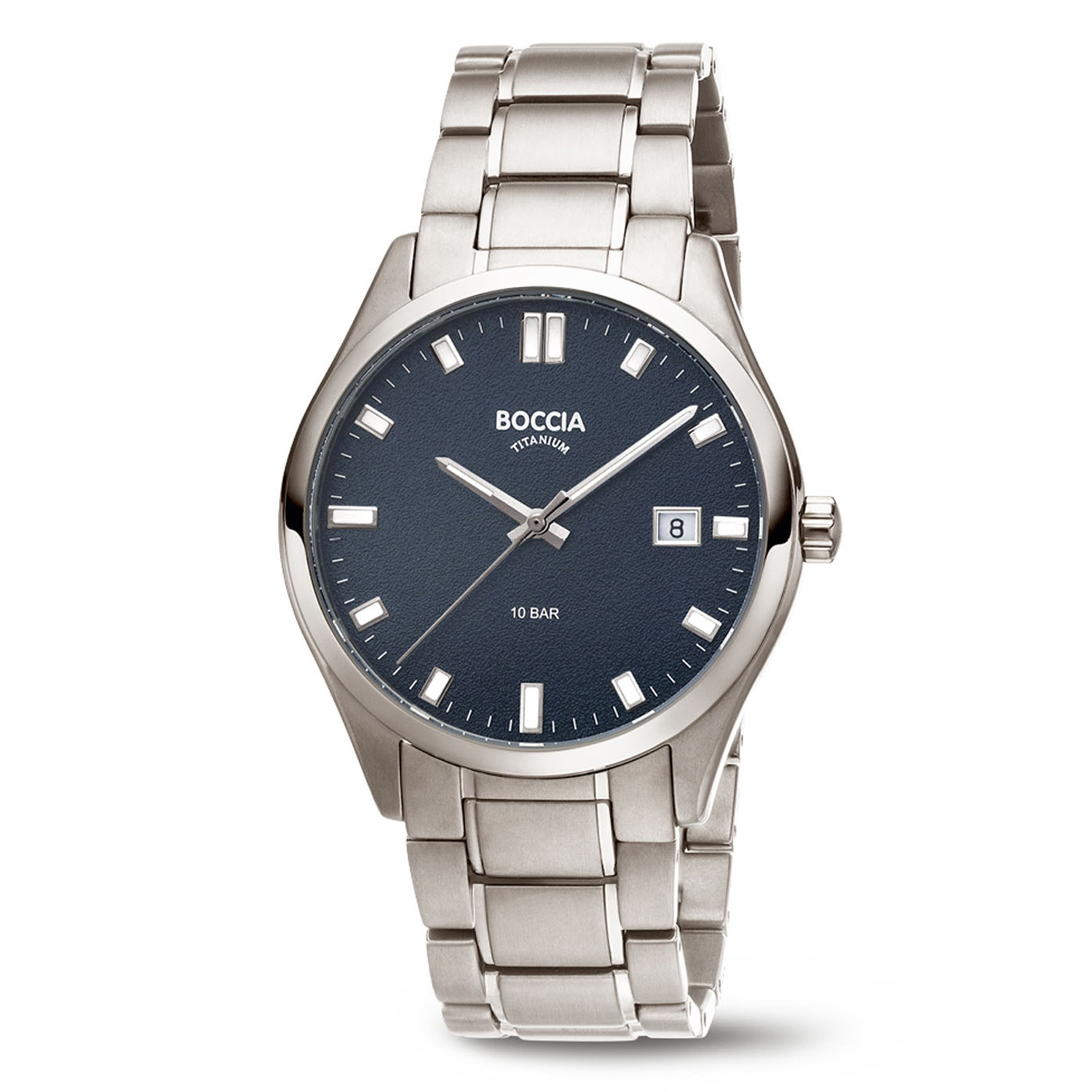 Boccia Titanium 3669-04 Heren Titanium
Dit herenhorloge van Boccia heeft een nette uitstraling. De 3669-04 heeft een ronde titanium horlogekast met een blauwe wijzerplaat met datum en duidelijke uursaanduiding. Aan de titanium kast zit een titanium schakelband met een vouwsluiting. Het horloge heeft een doorsnee van 39mm, een mineraalglas en is 10ATM. Of je nu klassiek of chique gekleed gaat, dit horloge past bij elke outfit en iedere gelegenheid!

HET MERK
Boccia Titanium is het titanium merk van Nederland, dat zijn oorsprong in Duitsland vindt en is opgericht in het jaar 1992. Ontwikkeld door internationale ontwerpers. Alle titanium componenten van de BOCCIA TITANIUM collectie zijn gemaakt van 99,7% puur titanium; het bijzondere materiaal. Het is licht in gewicht, neemt de temperatuur van de huid aan en is zeer huidvriendelijk. Bovendien is het corrosie- en temperatuurbestendig.

SPECIFICATIES
- Mineraalglas
- Ronde titanium horlogekast, &Oslash; 39mm
- Titanium schakelband
- Blauwe wijzerplaat 
- 10ATM