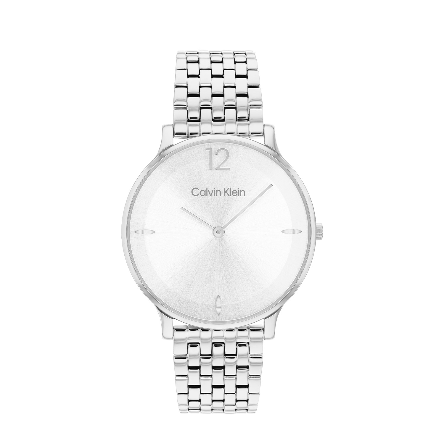 Calvin Klein CK25100169 Dames Horloge 34mm
Dit Calvin Klein dameshorloge met nr CK25100169 heeft een chique uiterlijk. Het stalen horloge heeft een ronde kast met een zilverkleurige sunray wijzerplaat met fijne wijzers, dit geeft een stijlvolle look. Het horloge heeft een stalen schakelband, mineraalglas, een doorsnee van 34mm en is 3ATM.

OVER CALVIN KLEIN
Calvin Klein is een wereldwijd lifestylemerk dat gewaagde, vooruitstrevende idealen en een verleidelijke, vaak minimalistische, esthetiek nastreeft. Calvin Klein werd groot in de jaren 70 door haar mode- en merkjeans collecties. In de jaren 80 lanceerde Calvin Klein haar spraakmakende ondergoed dat uitdrukkelijk van logo &rsquo;s voorzien was. Vanwege het grote succes is het merk ook succesvol uitgerold in Accessoires, Parfums, Home, Brillen, Golf, Horloges en Sieraden.
Sinds de oprichting in 1968 door Calvin Klein, heeft het merk haar reputatie opgebouwd als leider in de Amerikaanse mode, dankzij een cleane esthetiek en innovatieve ontwerpen. Calvin Klein wil haar publiek verleiden en inspireren door middel van provocerende beelden en opvallende ontwerpen die prikkelen. 

SPECIFICATIES:
- Mineraalglas
- Stalen kast
- Zilverkleurige wijzerplaat 
- Stalen band
- Ronde kastvorm, &Oslash; 34mm
- 3ATM