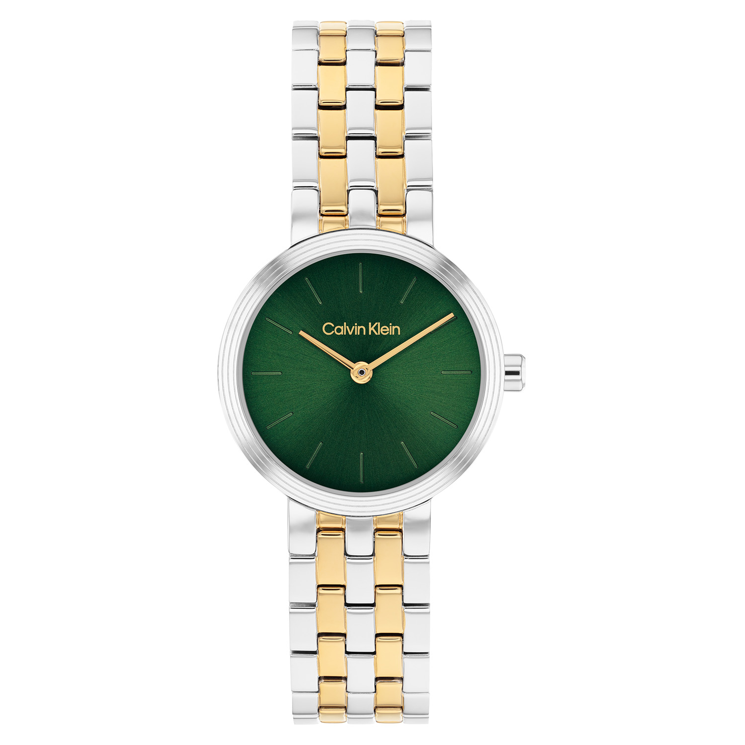 Calvin Klein CK25100188 Dames Horloge 26mm
Dit Calvin Klein dameshorloge met nr CK25100188 heeft een chique uiterlijk. Het stalen bicolor horloge heeft een ronde kast met een groene sunray wijzerplaat met fijne wijzers, dit geeft een stijlvolle look. Het horloge heeft een stalen schakelband, mineraalglas, een doorsnee van 26mm en is 3ATM.

OVER CALVIN KLEIN
Calvin Klein is een wereldwijd lifestylemerk dat gewaagde, vooruitstrevende idealen en een verleidelijke, vaak minimalistische, esthetiek nastreeft. Calvin Klein werd groot in de jaren 70 door haar mode- en merkjeans collecties. In de jaren 80 lanceerde Calvin Klein haar spraakmakende ondergoed dat uitdrukkelijk van logo &rsquo;s voorzien was. Vanwege het grote succes is het merk ook succesvol uitgerold in Accessoires, Parfums, Home, Brillen, Golf, Horloges en Sieraden.
Sinds de oprichting in 1968 door Calvin Klein, heeft het merk haar reputatie opgebouwd als leider in de Amerikaanse mode, dankzij een cleane esthetiek en innovatieve ontwerpen. Calvin Klein wil haar publiek verleiden en inspireren door middel van provocerende beelden en opvallende ontwerpen die prikkelen. 

SPECIFICATIES:
- Mineraalglas
- Stalen kast
- Groene wijzerplaat 
- Stalen bicolor band
- Ronde kastvorm, &Oslash; 26mm
- 3ATM