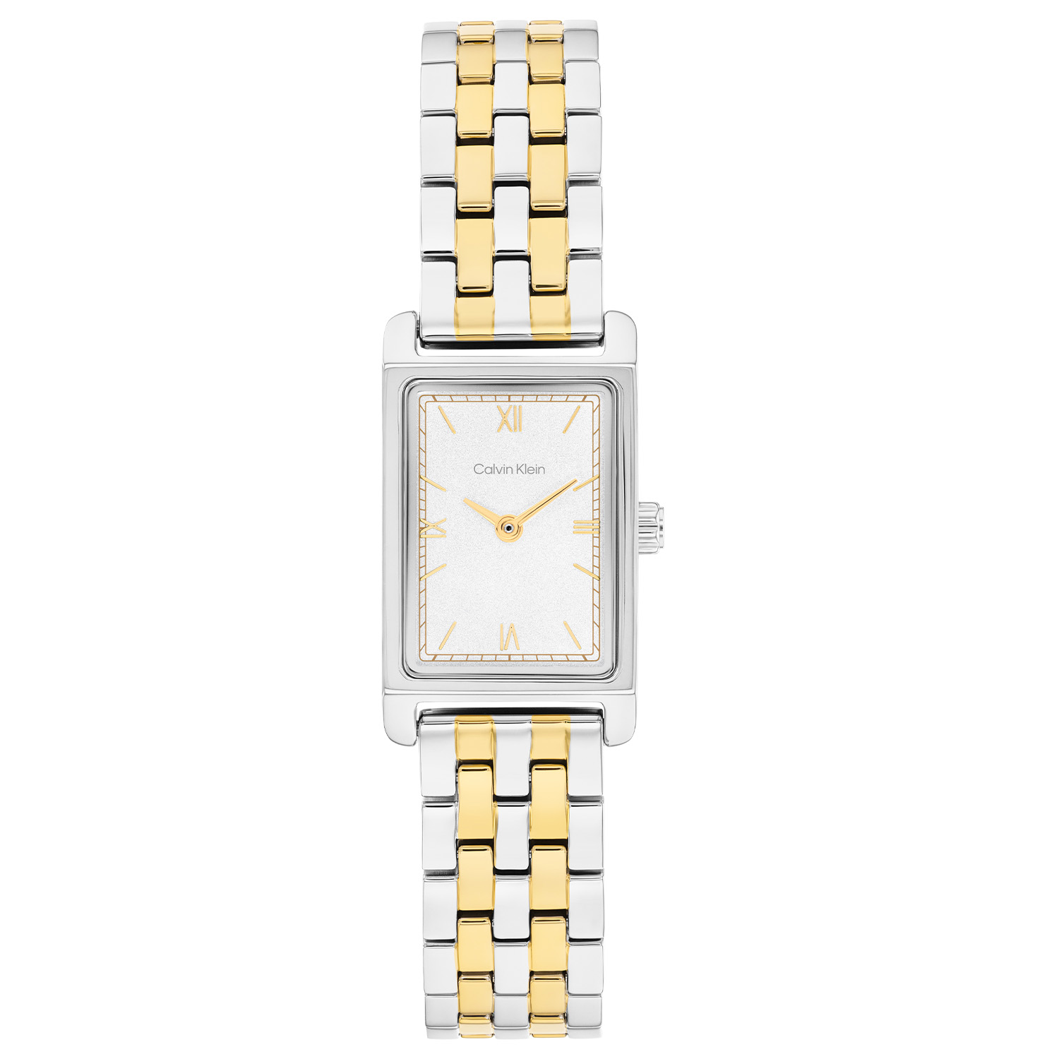 Calvin Klein CK25100199 Dames Horloge 16mm
Dit Calvin Klein dameshorloge met nr CK25100199 heeft een chique uiterlijk. Het stalen horloge heeft een rechthoekige kast met een brushed witte wijzerplaat. De fijne wijzers en de merknaam geven het een stijlvolle look. Het horloge heeft een bicolor schakelband, mineraalglas, een doorsnee van 16mm en is 3ATM.

OVER CALVIN KLEIN
Calvin Klein is een wereldwijd lifestylemerk dat gewaagde, vooruitstrevende idealen en een verleidelijke, vaak minimalistische, esthetiek nastreeft. Calvin Klein werd groot in de jaren 70 door haar mode- en merkjeans collecties. In de jaren 80 lanceerde Calvin Klein haar spraakmakende ondergoed dat uitdrukkelijk van logo &rsquo;s voorzien was. Vanwege het grote succes is het merk ook succesvol uitgerold in Accessoires, Parfums, Home, Brillen, Golf, Horloges en Sieraden.
Sinds de oprichting in 1968 door Calvin Klein, heeft het merk haar reputatie opgebouwd als leider in de Amerikaanse mode, dankzij een cleane esthetiek en innovatieve ontwerpen. Calvin Klein wil haar publiek verleiden en inspireren door middel van provocerende beelden en opvallende ontwerpen die prikkelen. 

SPECIFICATIES:
- Mineraalglas
- Stalen kast
- Zacht witte wijzerplaat 
- Stalen band
- Rechte kastvorm, &Oslash; 16mm
- 3ATM