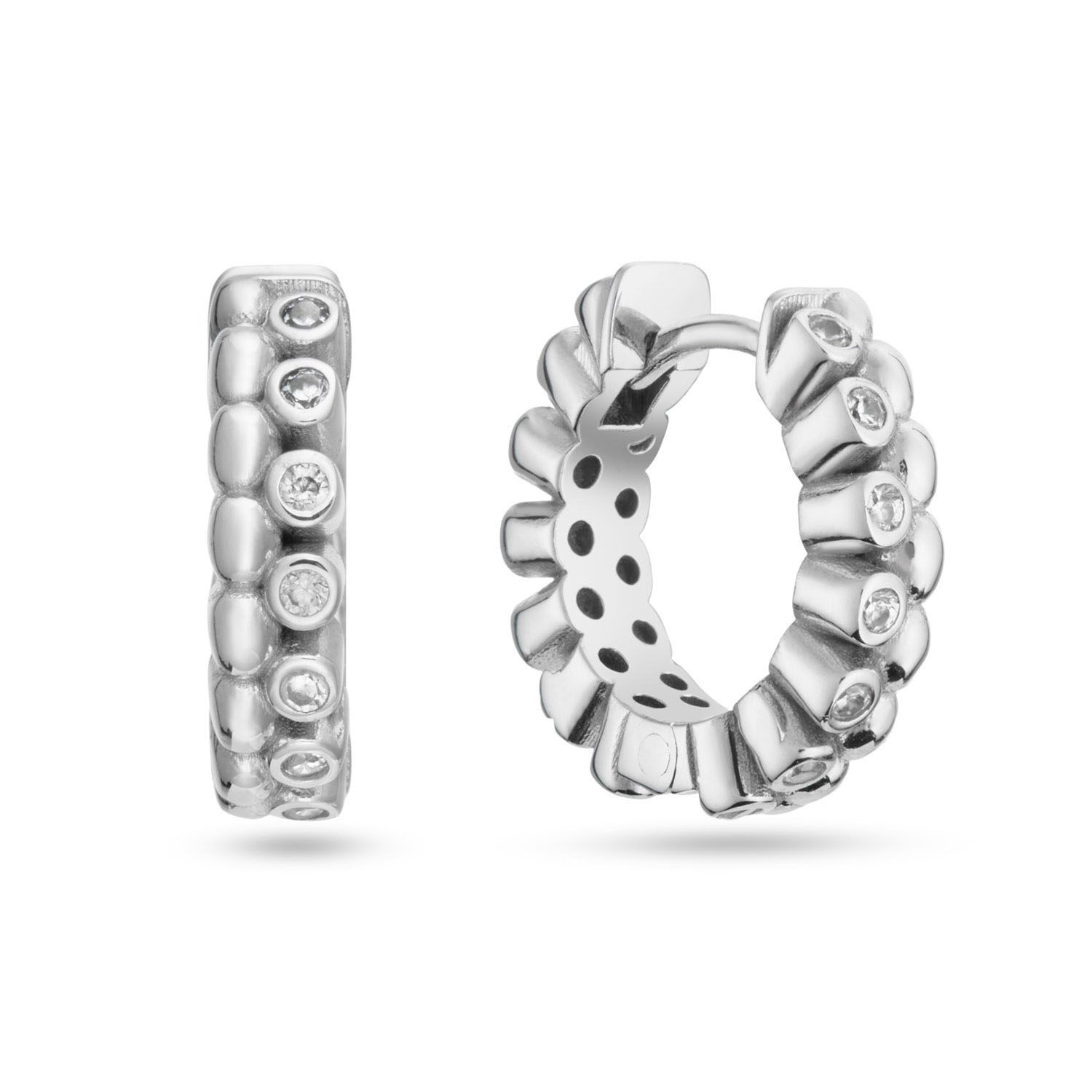Dit zijn damesoorsieraden van het merk GLOW uit de serie Premium Hoops Silver