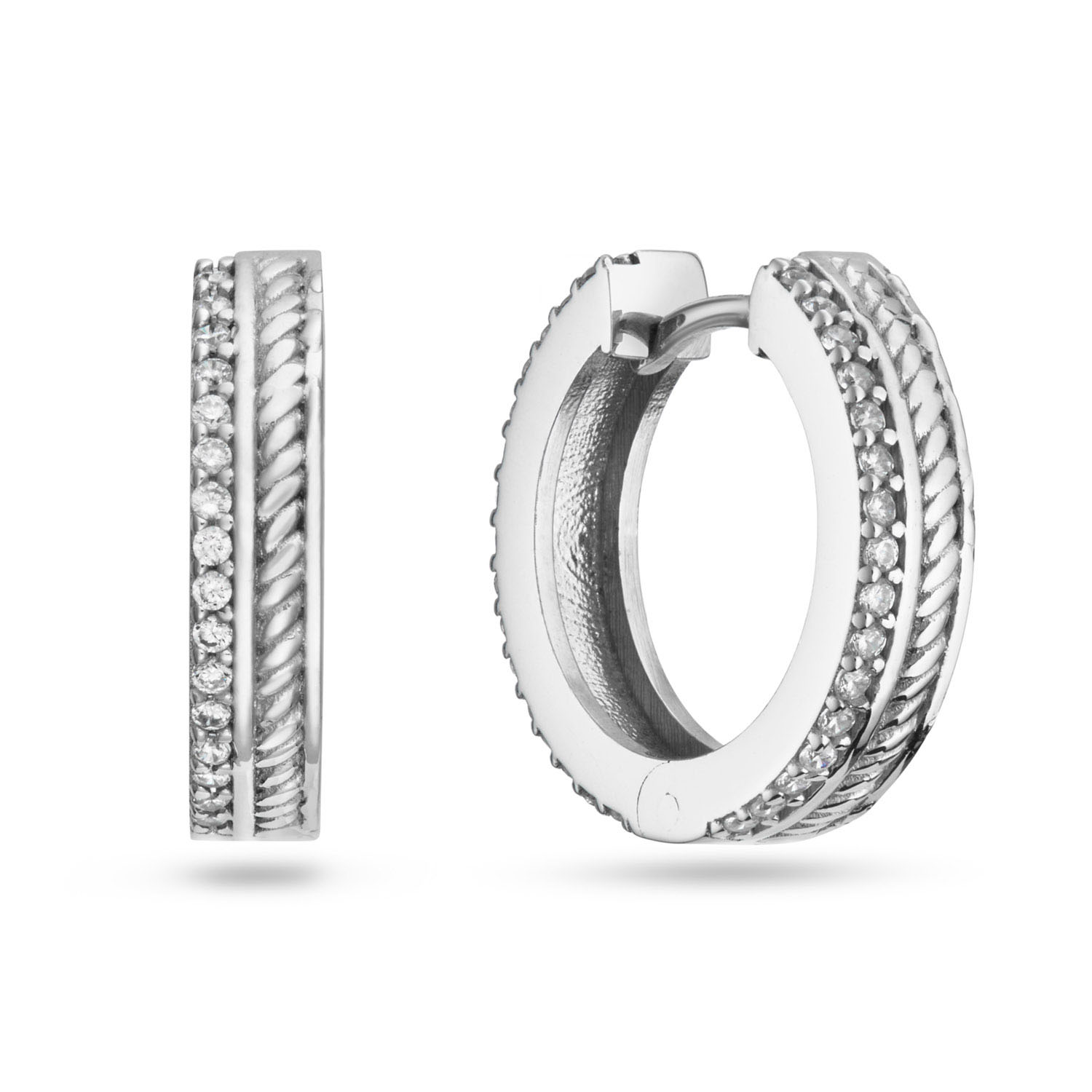 Dit zijn damesoorsieraden van het merk GLOW uit de serie Premium Hoops Silver