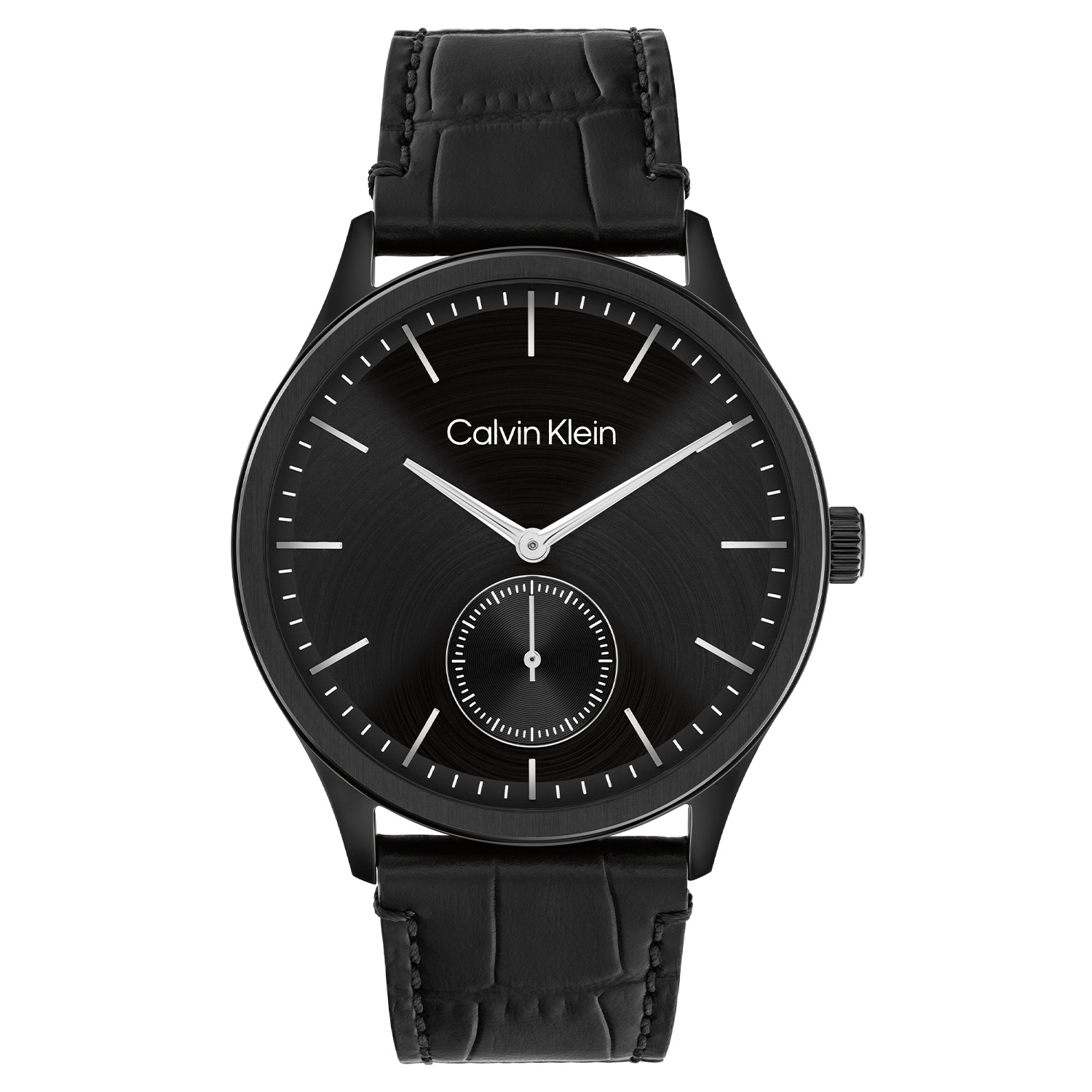 Calvin Klein CK25200555 Heren Horloge 42mm
Dit Calvin Klein herenhorloge met nr CK25200555 heeft een stijlvol uiterlijk. Het zwarte stalen horloge heeft een ronde zwarte kast met een zwarte wijzerplaat met fijne wijzers en een opvallende aparte secondewijzer. Aan de kast zit een zwarte krokoprint band. Het horloge heeft een mineraalglas, een doorsnee van 42mm en is 3ATM.

OVER CALVIN KLEIN
Calvin Klein is een wereldwijd lifestylemerk dat gewaagde, vooruitstrevende idealen en een verleidelijke, vaak minimalistische, esthetiek nastreeft. Calvin Klein werd groot in de jaren 70 door haar mode- en merkjeans collecties. In de jaren 80 lanceerde Calvin Klein haar spraakmakende ondergoed dat uitdrukkelijk van logo &rsquo;s voorzien was. Vanwege het grote succes is het merk ook succesvol uitgerold in Accessoires, Parfums, Home, Brillen, Golf, Horloges en Sieraden.
Sinds de oprichting in 1968 door Calvin Klein, heeft het merk haar reputatie opgebouwd als leider in de Amerikaanse mode, dankzij een cleane esthetiek en innovatieve ontwerpen. Calvin Klein wil haar publiek verleiden en inspireren door middel van provocerende beelden en opvallende ontwerpen die prikkelen. 

SPECIFICATIES:
- Mineraalglas
- Stalen kast
- Zwarte wijzerplaat 
- Zwarte leren band
- Ronde kastvorm, &Oslash; 42mm
- 3ATM