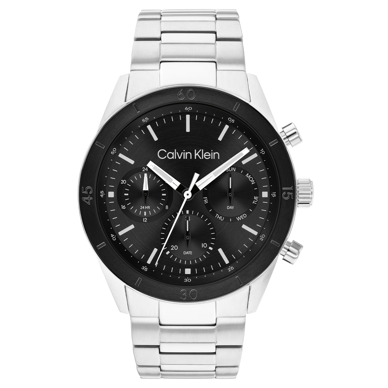Calvin Klein CK25200557 Heren Horloge 43mm
Dit Calvin Klein herenhorloge met nr CK25200557 heeft een stoer uiterlijk. Het stalen horloge heeft een ronde kast met een zwarte wijzerplaat met dag, datum en 24-uursaanduiding. Aan de kast zit een stalen schakelband. Het horloge heeft een mineraalglas, een doorsnee van 43mm en is 3ATM.

OVER CALVIN KLEIN
Calvin Klein is een wereldwijd lifestylemerk dat gewaagde, vooruitstrevende idealen en een verleidelijke, vaak minimalistische, esthetiek nastreeft. Calvin Klein werd groot in de jaren 70 door haar mode- en merkjeans collecties. In de jaren 80 lanceerde Calvin Klein haar spraakmakende ondergoed dat uitdrukkelijk van logo &rsquo;s voorzien was. Vanwege het grote succes is het merk ook succesvol uitgerold in Accessoires, Parfums, Home, Brillen, Golf, Horloges en Sieraden.
Sinds de oprichting in 1968 door Calvin Klein, heeft het merk haar reputatie opgebouwd als leider in de Amerikaanse mode, dankzij een cleane esthetiek en innovatieve ontwerpen. Calvin Klein wil haar publiek verleiden en inspireren door middel van provocerende beelden en opvallende ontwerpen die prikkelen. 

SPECIFICATIES:
- Mineraalglas
- Stalen kast
- Zwarte wijzerplaat 
- Stalen band
- Ronde kastvorm, &Oslash; 43mm
- 3ATM