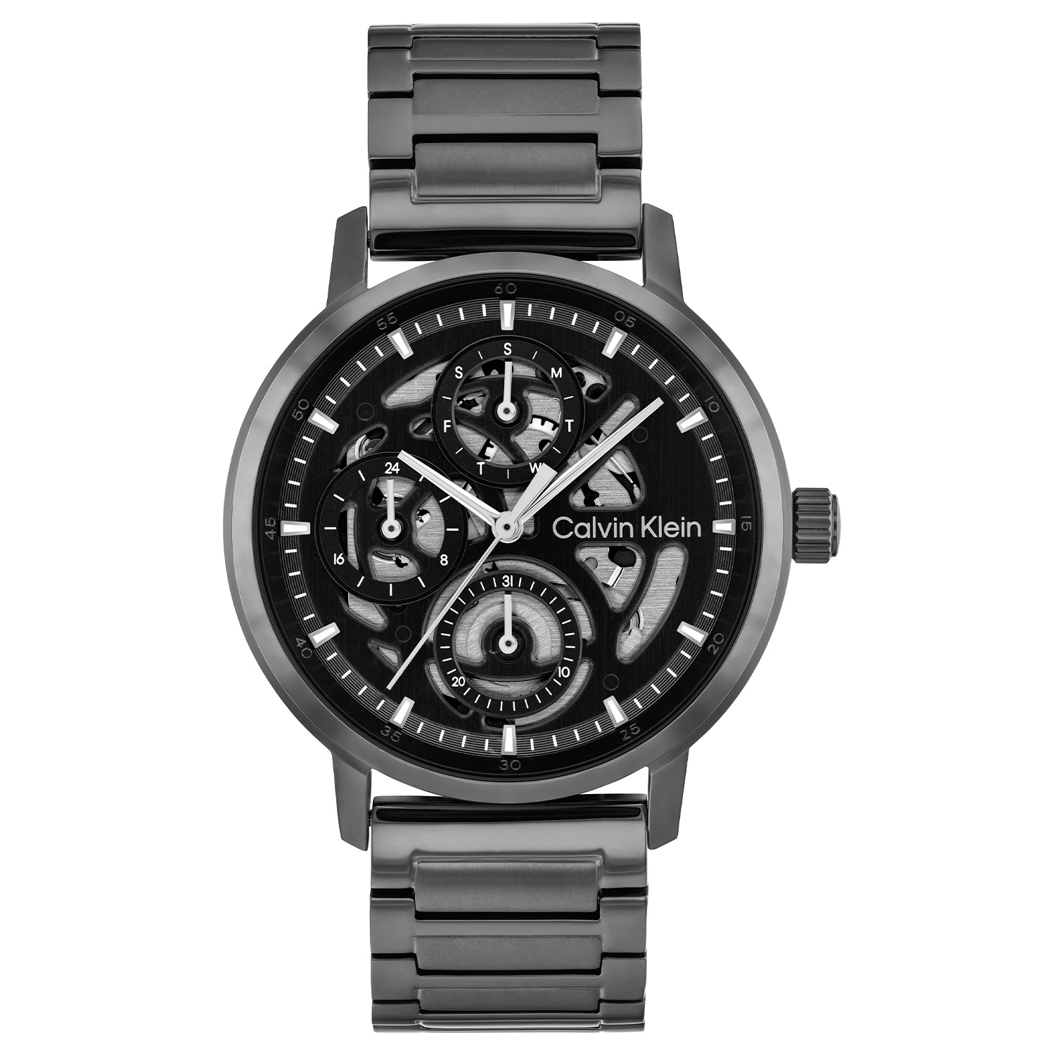 Calvin Klein CK25200563 Heren Horloge 41mm
Dit Calvin Klein herenhorloge met nr CK25200563 heeft een stoer uiterlijk. Het stalen grijze horloge heeft een ronde kast met een opengewerkte grijze wijzerplaat met dag, datum en 24-uursaanduiding. Door de open wijzerplaat is het uurwerk zichtbaar, een speels geheel. Aan de kast zit een strakke grijze schakelband. Het horloge heeft een mineraalglas, een doorsnee van 41mm en is 3ATM.

OVER CALVIN KLEIN
Calvin Klein is een wereldwijd lifestylemerk dat gewaagde, vooruitstrevende idealen en een verleidelijke, vaak minimalistische, esthetiek nastreeft. Calvin Klein werd groot in de jaren 70 door haar mode- en merkjeans collecties. In de jaren 80 lanceerde Calvin Klein haar spraakmakende ondergoed dat uitdrukkelijk van logo &rsquo;s voorzien was. Vanwege het grote succes is het merk ook succesvol uitgerold in Accessoires, Parfums, Home, Brillen, Golf, Horloges en Sieraden.
Sinds de oprichting in 1968 door Calvin Klein, heeft het merk haar reputatie opgebouwd als leider in de Amerikaanse mode, dankzij een cleane esthetiek en innovatieve ontwerpen. Calvin Klein wil haar publiek verleiden en inspireren door middel van provocerende beelden en opvallende ontwerpen die prikkelen. 

SPECIFICATIES:
- Mineraalglas
- Stalen kast
- Grijze wijzerplaat 
- Stalen band
- Ronde kastvorm, &Oslash; 41mm
- 3ATM