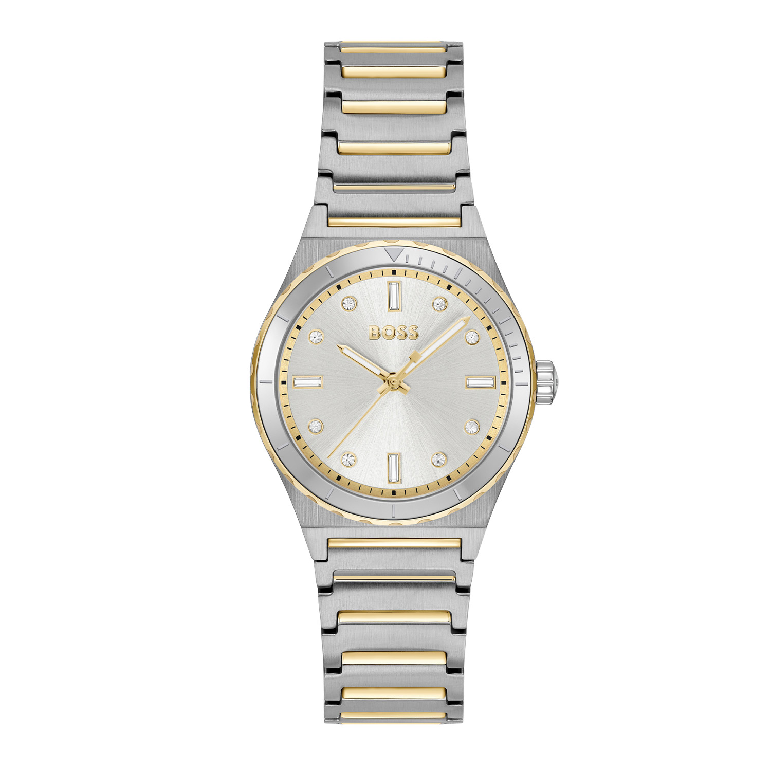 BOSS is voor degenen die een zelfbepaald leven leiden met stijl, passie en doel.

BOSS HB1502790 CANDOR SPORT Dameshorloge 32mm
Dit BOSS horloge uit de CANDOR SPORT serie met artikelnr: HB1502790 heeft een chique uitstraling. Zeer geschikt voor de moderne stijlvolle vrouw van nu. Het dameshorloge valt op door zijn stalen horlogekast met een zilverkleurige aluminium bezel en een zilverwitte sunray wijzerplaat met ronde en baquet kristallen als uursaanduiding. De fijne wijzers hebben een lumibrite accent. Aan de kast zit een stalen strak ogende schakelband met een vouwsluiting. Het horloge heeft een doorsnee van 32mm een mineraalglas en is 3ATM. 

HET MERK:
HUGO BOSS is afgestemd op levensstijlen waar het gaat om kwaliteit en precisie. Het wereldwijde fashionlabel is verdeeld in twee merken: BOSS en HUGO. Het merk BOSS biedt geavanceerde, moderne horloges gericht op kwaliteit en design om een onberispelijke look te cre&euml;ren &ndash; of het nu zakelijk, casual of sportief is. De horloge collectie van BOSS is perfect afgestemd op levensstijlen waar het gaat om kwaliteit en precisie. BOSS is op maat gemaakt in een onberispelijke stijl.

Blijf stijlvol bij de tijd. Voor de BOSS-vrouw is stijl het handelsmerk en draait alles om
details. Breng uw look naar een hoger niveau met onze nieuwe en kenmerkende horlogecollectie.

SPECIFICATIES:
- Mineraalglas
- Ronde kastvorm, &Oslash; 32mm
- Stalen horlogekast
- Zilverwitte wijzerplaat
- Stalen schakelband
- 3ATM