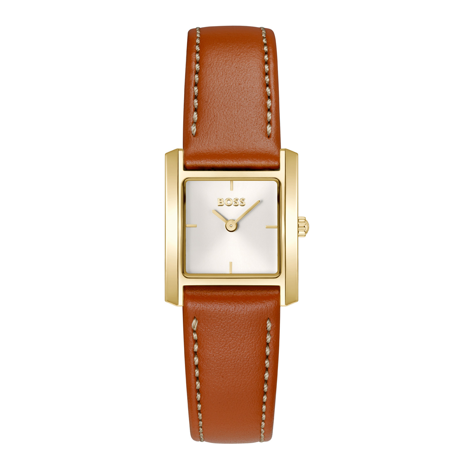 Dit BOSS horloge uit de LUCY SCALA serie heeft een chique uitstraling. Het gaat niet alleen om de tijd, maar ook om elk moment te grijpen en er je eigen draai aan te geven. Wees je eigen baas, bepaal je eigen tempo en ga ervoor. Dit dameshorloge valt op door de stalen goudkleurige vierkante horlogekast met een witte sunray wijzerplaat met fijne wijzers. Aan de kast zit een bruine lerenband met een gespsluiting. Het horloge heeft een doorsnee van 26,5mm, een mineraalglas en is 3ATM. 

SPECIFICATIES:
- Mineraalglas
- Vierkante kastvorm, 26,5mm
- Stalen goudkleurige horlogekast
- Witte wijzerplaat
- Bruine lerenband
- 3ATM