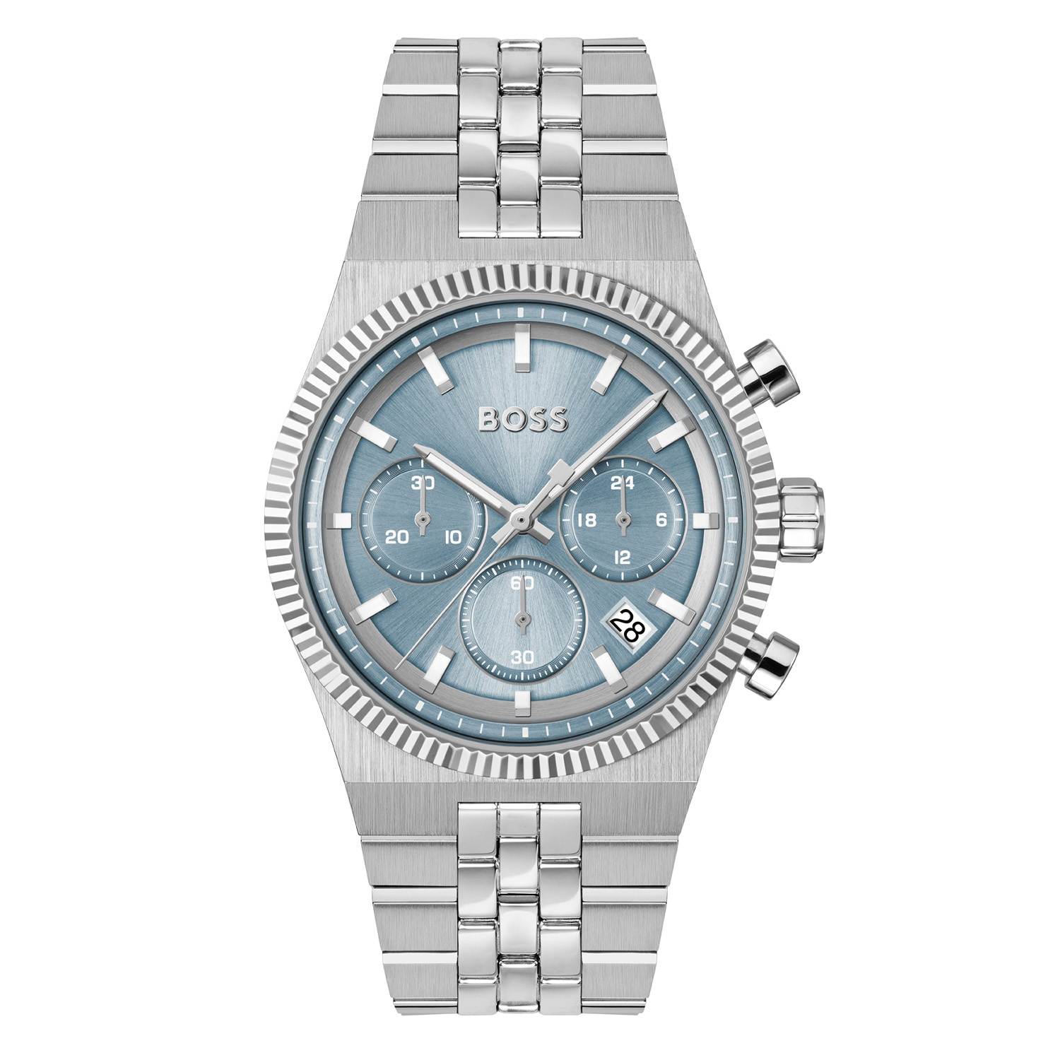 BOSS HB1514306 CANDOR PRIME 41mm
Dit BOSS horloge uit de CANDOR PRIME serie met artikelnr: HB1514306 heeft een sportieve uitstraling. Het gaat niet alleen om de tijd, maar ook om elk moment te grijpen en er je eigen draai aan te geven. Wees je eigen baas, bepaal je eigen tempo en ga ervoor. Het herenhorloge valt op door zijn stalen horlogekast met een gekartelde bezel en zijn blauwe sunray wijzerplaat met een chronograaf en een datum. Opvallend zijn de wijzers door de lumibrite en de strepen gevuld met lumibrite. Aan de kast zit een stalen schakelband met een vouwsluiting. Het horloge heeft een doorsnee van 41mm, een mineraalglas en is 5ATM. 

HET MERK:
HUGO BOSS is afgestemd op levensstijlen waar het gaat om kwaliteit en precisie. Het wereldwijde fashionlabel is verdeeld in twee merken: BOSS en HUGO. Het merk BOSS biedt geavanceerde, moderne horloges gericht op kwaliteit en design om een onberispelijke look te cre&euml;ren &ndash; of het nu zakelijk, casual of sportief is. De horloge collectie van BOSS is perfect afgestemd op levensstijlen waar het gaat om kwaliteit en precisie. BOSS is op maat gemaakt in een onberispelijke stijl.

Blijf stijlvol bij de tijd. Voor de BOSS-vrouw is stijl het handelsmerk en draait alles om
details. Breng uw look naar een hoger niveau met onze nieuwe en kenmerkende horlogecollectie.

SPECIFICATIES:
- Mineraalglas
- Ronde kastvorm, &Oslash; 41mm
- Stalen horlogekast
- Blauwe wijzerplaat
- Stalen schakelband
- Chronograaf en datum
- 5ATM
