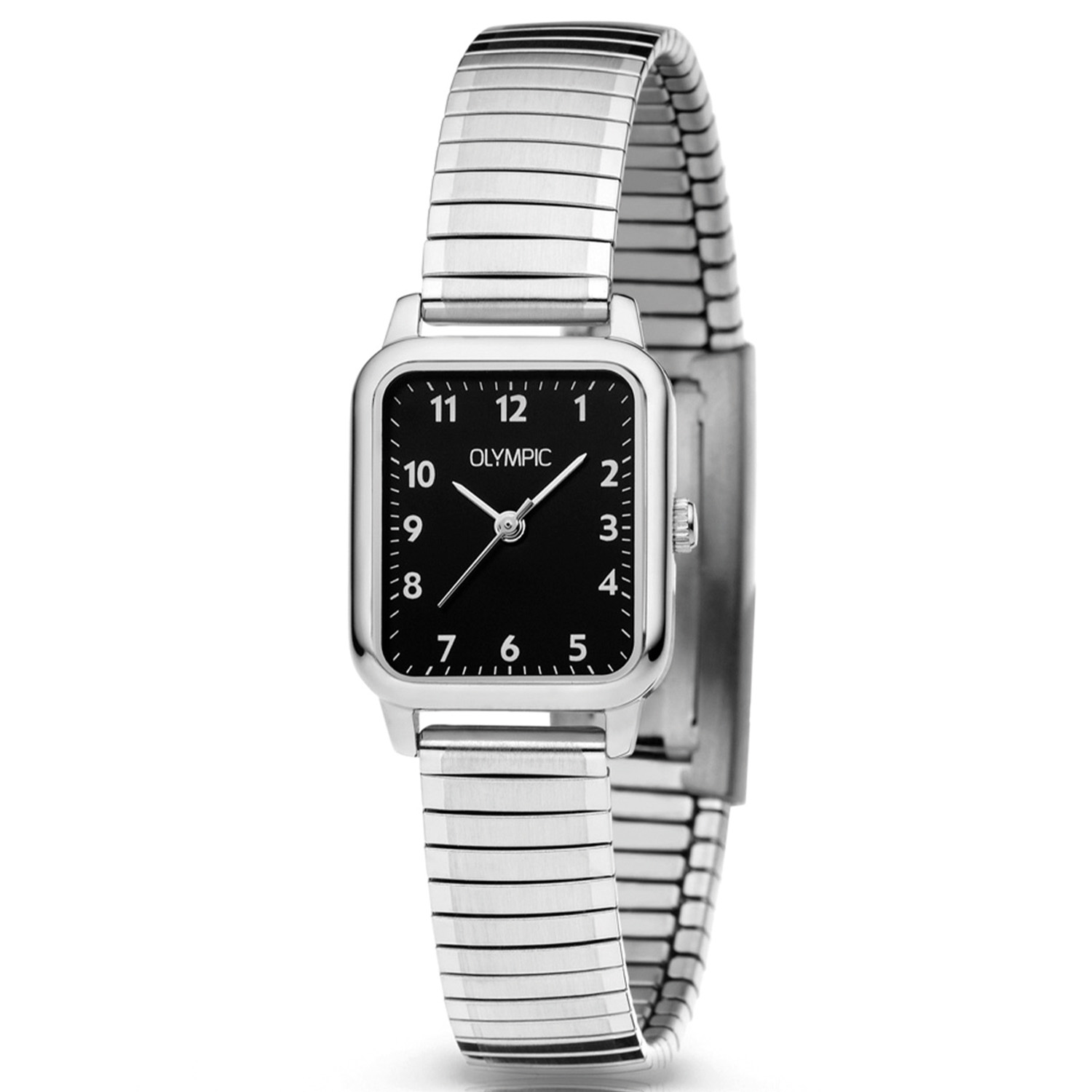 Olympic OL26DSS141 BRITT - Horloge - Staal - Zwart - 20-23mm
Dit unieke Olympic horloge met artikelnummer: OL26DSS141 is een klassiek dameshorloge. Het stalen rechthoekige kastje heeft zwarte wijzerplaat met witte arabische cijfers en wijzers. Aan het horloge zit een zilverkleurige rekband. Het horloge heeft een mineraalglas, een afmeting van 20.4 bij 23.4 mm en is 5 ATM.

Waterdichtheid 5 ATM
Dit horloge is bestand tegen water bij het zwemmen en douchen. Dit horloge is niet bestand tegen (grote) waterdruk dus je kunt er niet mee duiken.

Het merk:
Een mooi horloge hoeft niet duur te zijn! Het Nederlandse horlogemerk Olympic levert stoere chronografen, slimline series, digitale uurwerken en elegante dameshorloges. De prijs-kwaliteitverhouding staat bij Olympic hoog in het vaandel met prijzen die uiteenlopen van &euro; 34,95 tot en met &euro; 139,00.

100% Nederlands ontwerp, waterdicht en standaard 3 jaar fabrieksgarantie.

Specificaties:
- Rechthoekige kast
- Zilverkleurige horlogekast
- Zwarte wijzerplaat
- Zilverkleurige rekband
- 5 ATM (Regen- & spatwaterdicht)
- Standaard 3 jaar fabrieksgarantie
- Mineraalglas