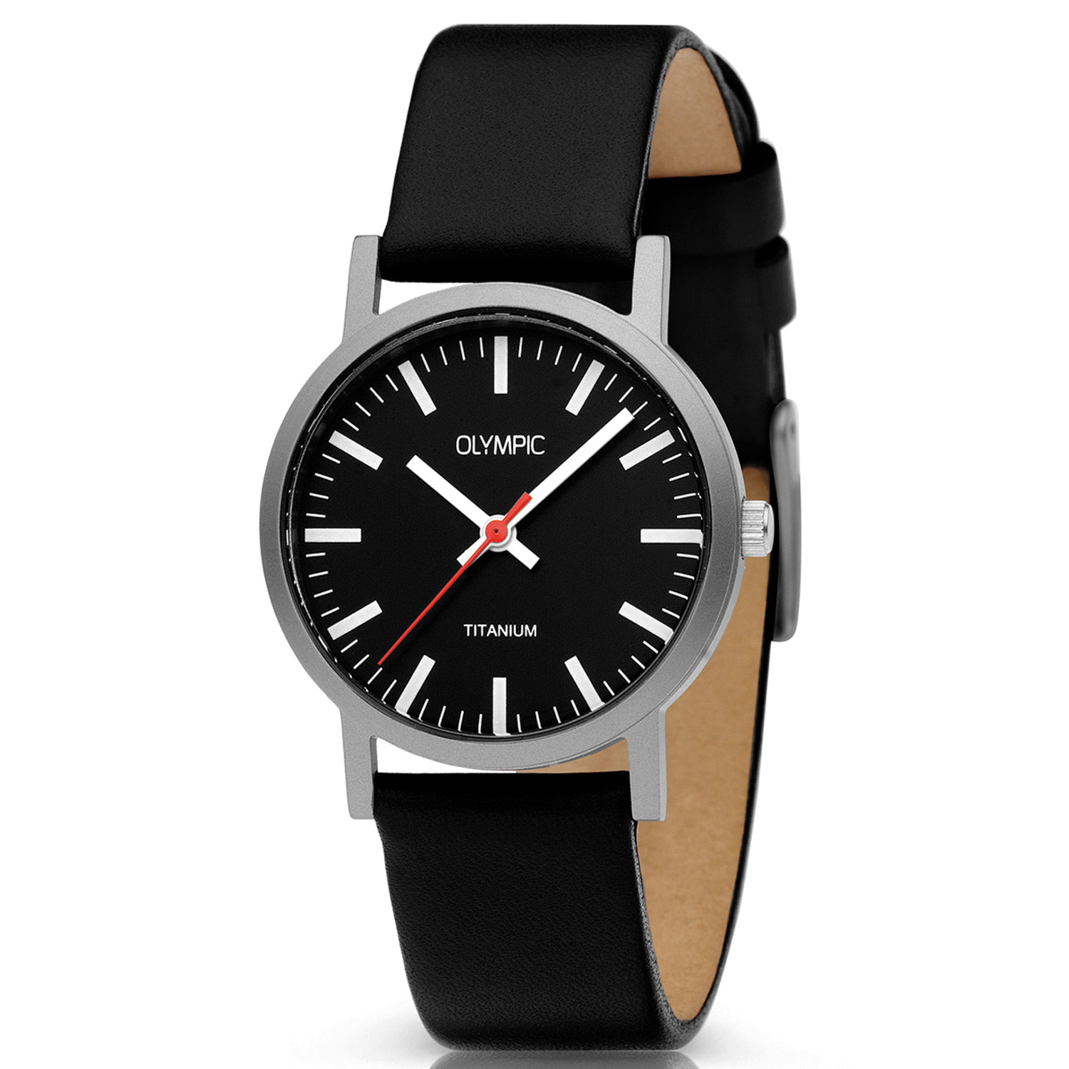 Olympic OL26DTL070 JOSH Horloge - Titanium - Leer - Zwart - 30mm
Dit unieke Olympic horloge met artikelnummer: OL26DTL070 is een strak dameshorloge. De ronde titanium kast heeft een gladde bezel en een zwarte wijzerplaat met strakke streepjes en wijzers. Aan de titanium kast zit een zwarte lerenband met een gespsluiting. Titanium is geschikt voor mensen met een gevoelige huid. Het is anti allergisch. Het horloge heeft een mineraalglas een doorsnee van 30mm en is 5ATM. 

Waterdichtheid 10ATM
Dit horloge is bestand tegen water bij het zwemmen en douchen. Dit horloge is niet bestand tegen (grote) waterdruk dus je kunt er niet mee duiken.
Waterdichtheid  5ATM
Dit horloge is regen en spatwaterdicht. Niet geschikt om mee te zwemmen en douchen.
Waterdichtheid 3ATM
Dit horloge is spatwaterdicht. Niet geschikt om mee te zwemmen en douchen.

Het merk:
Het Nederlandse horlogemerk Olympic levert stoere chronografen, slimline series, digitale uurwerken en elegante dameshorloges. De prijs-kwaliteitverhouding staat bij Olympic hoog in het vaandel met prijzen die uiteenlopen van &euro; 34,95 tot en met &euro; 159,00.

100% Nederlands ontwerp, waterdicht en standaard 3 jaar fabrieksgarantie.

Specificaties:
- Ronde kast 30mm
- Titanium horlogekast
- Zwarte wijzerplaat
- Zwarte lerenband
- 5ATM 
- Standaard 3 jaar fabrieksgarantie
- Mineraalglas