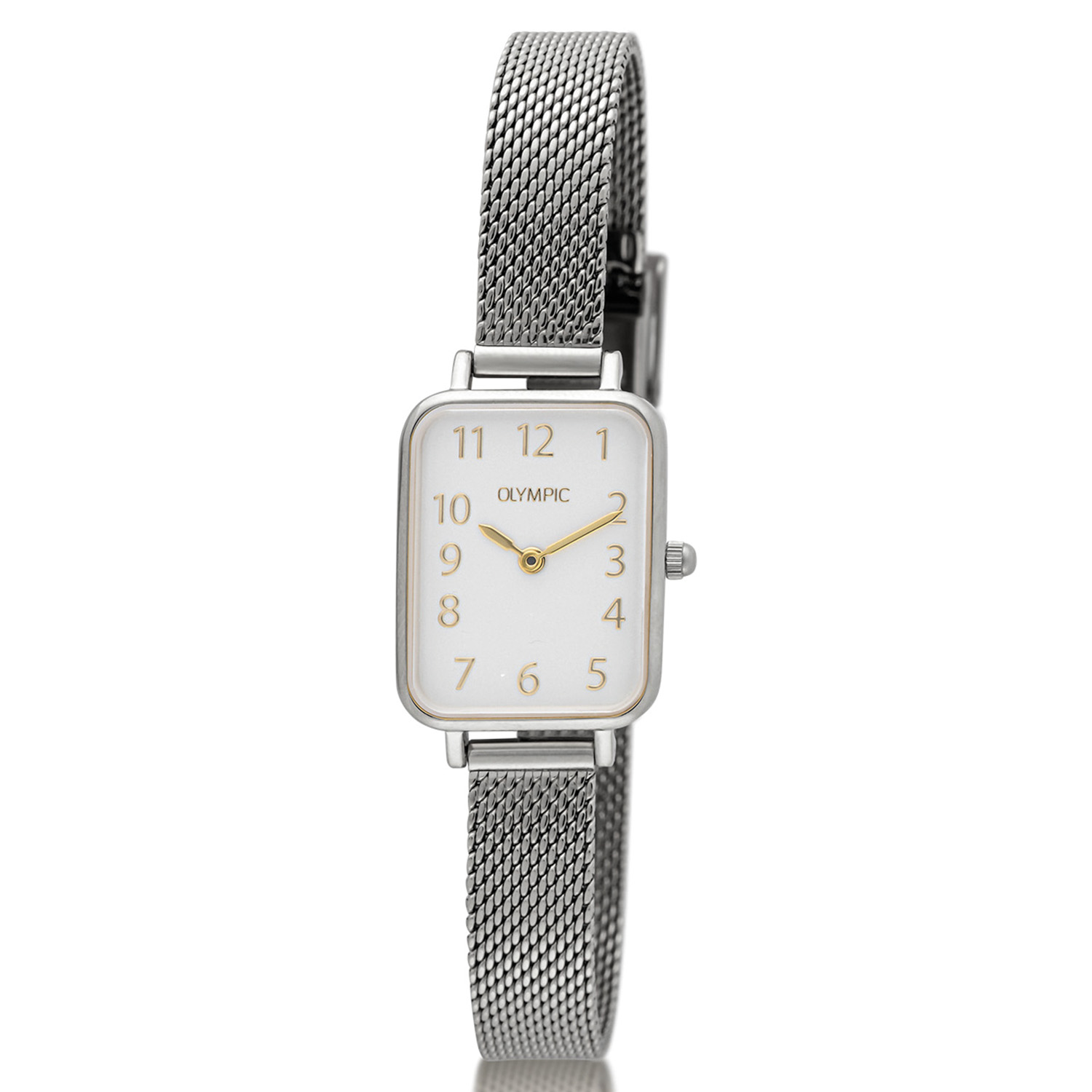 Olympic OL66DSS023 TILLY Horloge - Staal - Staal - Arabisch - 20x26mm 
Dit unieke Olympic horloge met artikelnummer: OL66DSS023 is een stijlvol dameshorloge. De zilverkleurige rechthoekige stalen kast heeft een gladde bezel en een witte wijzerplaat. De uursaanduiding is verfijnd door de strakke wijzers en de arabische cijfers. Dit geeft het horloge een chique uiterlijk. Aan de stalen kast zit een fijne zilverkleurige milanese band met een druksluiting. Het horloge heeft een mineraalglas, een afmeting van 20x26mm en is 3ATM.

Waterdichtheid 10ATM
Dit horloge is bestand tegen water bij het zwemmen en douchen. Dit horloge is niet bestand tegen (grote) waterdruk dus je kunt er niet mee duiken.
Waterdichtheid  5ATM
Dit horloge is regen en spatwaterdicht. Niet geschikt om mee te zwemmen en douchen.
Waterdichtheid 3ATM
Dit horloge is spatwaterdicht. Niet geschikt om mee te zwemmen en douchen.

Het merk:
Een mooi horloge hoeft niet duur te zijn! Het Nederlandse horlogemerk Olympic levert stoere chronografen, slimline series, digitale uurwerken en elegante dameshorloges. De prijs-kwaliteitverhouding staat bij Olympic hoog in het vaandel met prijzen die uiteenlopen van &euro; 34,95 tot en met &euro; 159,00.

100% Nederlands ontwerp, waterdicht en standaard 3 jaar fabrieksgarantie.

Specificaties:
- Rechthoekige kast 20x26mm
- Stalen horlogekast
- Witte wijzerplaat
- Zilverkleurige milanese band
- 3ATM 
- Standaard 3 jaar fabrieksgarantie
- Mineraalglas
