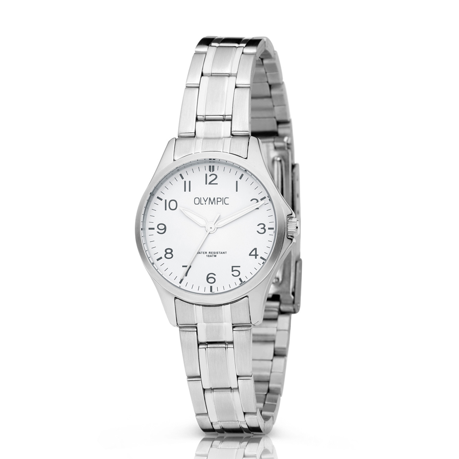 Olympic OL72DSS088 ROBIN - Horloge - Staal - Zilverkleurig - 29mm
Dit unieke Olympic horloge met artikelnummer: OL72DSS088 is een klassiek/sportief dameshorloge. De zilverkleurige stalen kast heeft een witte wijzerplaat met opvallende Arabische cijfers. Aan het horloge zit een zilverkleurige stalen schakelband met een vouwsluiting. Het horloge heeft een mineraalglas, een afmeting van 29mm en is 10 ATM.

Waterdichtheid 10 ATM
Dit horloge is bestand tegen water bij het zwemmen en douchen. Dit horloge is niet bestand tegen (grote) waterdruk dus je kunt er niet mee duiken.

Het merk:
Het Nederlandse horlogemerk Olympic levert stoere chronografen, slimline series, digitale uurwerken en elegante dameshorloges. De prijs-kwaliteitverhouding staat bij Olympic hoog in het vaandel met prijzen die uiteenlopen van &euro; 34,95 tot en met &euro; 139,00.

100% Nederlands ontwerp, waterdicht en standaard 3 jaar fabrieksgarantie.

Specificaties:
- Zilverkleurige horlogekast
- Witte wijzerplaat
- Zilverkleurige schakelband
- 10 ATM (Regen- & spatwaterdicht)
- Standaard 3 jaar fabrieksgarantie
- Mineraalglas