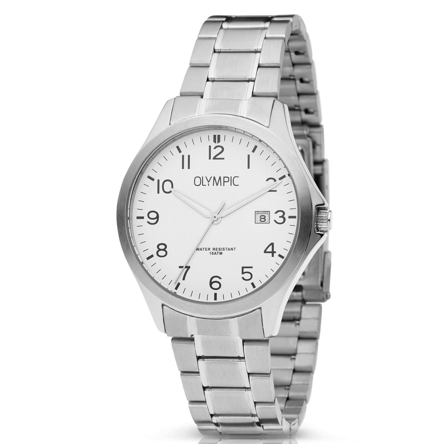 Olympic OL72HSS245 ROBIN - Horloge - Staal - Zilverkleurig - 40mm
Dit unieke Olympic horloge met artikelnummer: OL72HSS245 is een klassiek/ sportief herenhorloge. De zilverkleurige stalen kast heeft een witte wijzerplaat met Arabische cijfers en streepjes en een datumaanduiding. Aan het horloge zit een stalen schakelband met een vouwsluiting. Het horloge heeft een mineraalglas, een afmeting van 40mm en is 10 ATM.

Waterdichtheid 10 ATM
Dit horloge is bestand tegen water bij het zwemmen en douchen. Dit horloge is niet bestand tegen (grote) waterdruk dus je kunt er niet mee duiken.

Het merk:
Een mooi horloge hoeft niet duur te zijn! Het Nederlandse horlogemerk Olympic levert stoere chronografen, slimline series, digitale uurwerken en elegante dameshorloges. De prijs-kwaliteitverhouding staat bij Olympic hoog in het vaandel met prijzen die uiteenlopen van &euro; 34,95 tot en met &euro; 139,00.

100% Nederlands ontwerp, waterdicht en standaard 3 jaar fabrieksgarantie.

Specificaties:
- Zilverkleurige horlogekast
- Witte wijzerplaat
- Zilverkleurige schakelband
- 10 ATM (Regen- & spatwaterdicht)
- Standaard 3 jaar fabrieksgarantie
- Mineraalglas