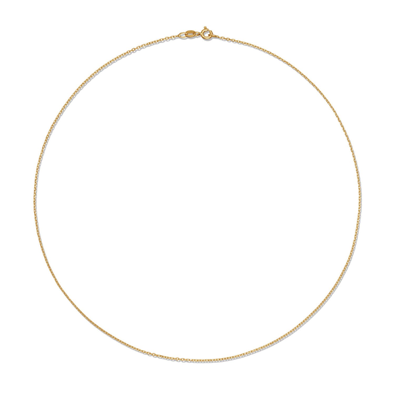 Een gouden collier met karakter: 45 cm lang, 14 karaat goud (585) en een stevige ankerschakel die zowel overdag als 's avonds meekan.