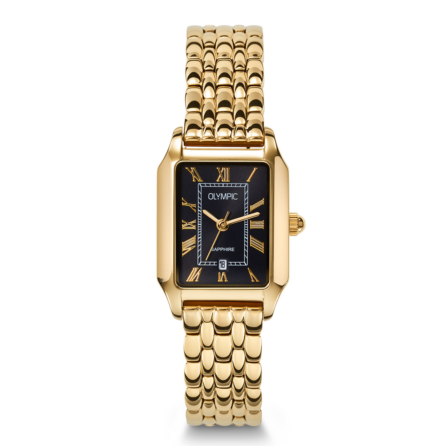 Olympic OL73DDD001 Nostalgia Horloge Dames Staal 23x33mm 
Dit unieke Olympic model met artikelnummer: OL73DDD001 is een chique dameshorloge. Het horloge heeft een stalen rechthoekige goudkleurige kast met een zwarte wijzerplaat met datum en romeinse cijfers. Met een strakke aanzet sluit de stalen goudkleurige schakelband perfect aan de kast. Het horloge heeft een saffierglas, een afmeting van 23x33mm en is 5ATM.

Het merk:
Een mooi horloge hoeft niet duur te zijn! Het Nederlandse horlogemerk Olympic levert stoere chronografen, slimline series, digitale uurwerken en elegante dameshorloges. De prijs-kwaliteitverhouding staat bij Olympic hoog in het vaandel met prijzen die uiteenlopen van &euro; 34,95 tot en met &euro; 169,00.

100% Nederlands ontwerp, waterdicht en standaard 3 jaar fabrieksgarantie.

Specificaties:
- Rechte kast 23x33mm
- Zwarte wijzerplaat
- Stalen goudkleurige schakelband
- 5ATM 
- Standaard 3 jaar fabrieksgarantie
- Saffierglas