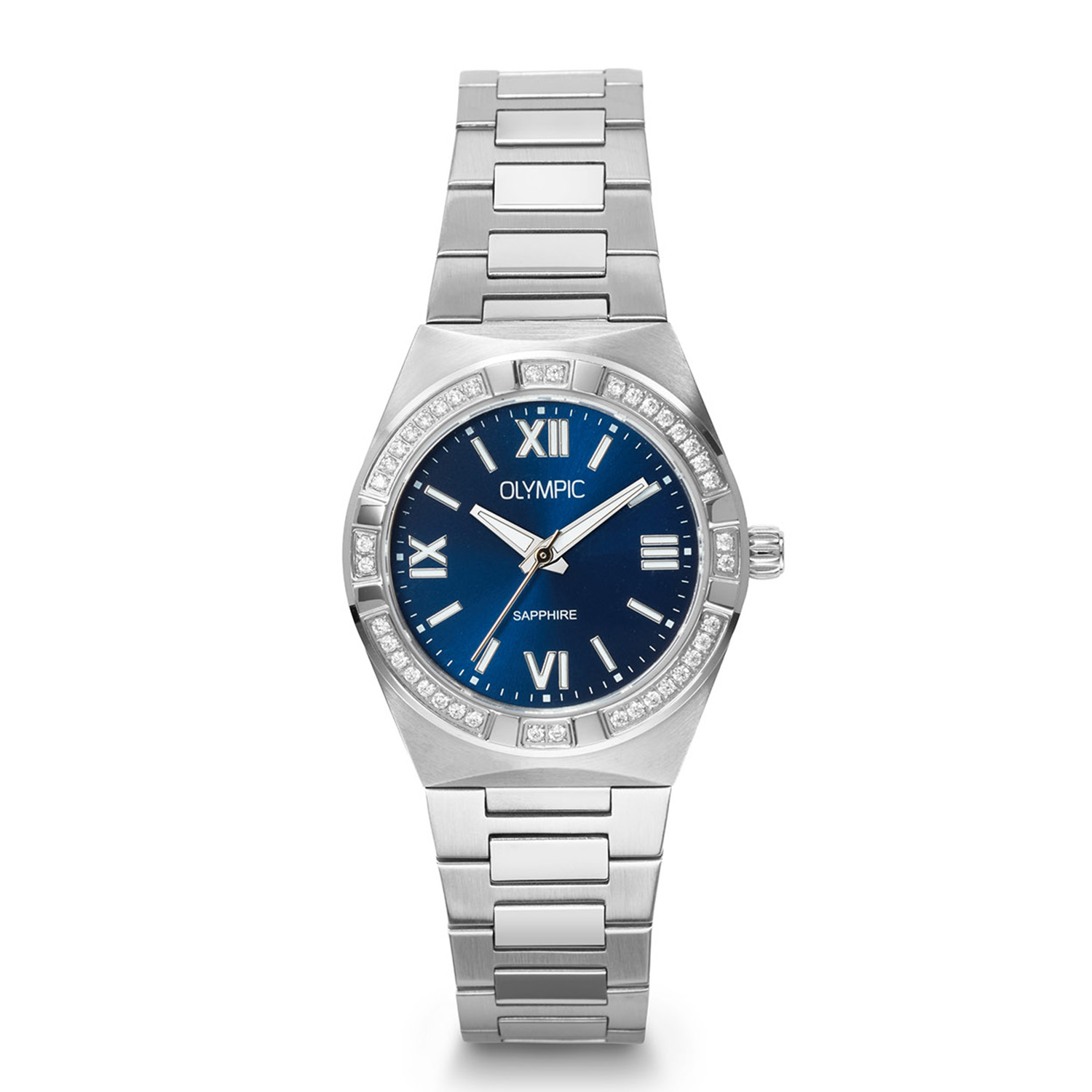 De Olympic RETRO CHIC is een sierlijk dameshorloge met een vierkante goudkleurige kast, een zilverkleurige wijzerplaat en een luxe gouden mesh band. Een echte vintage-eyecatcher met een verfijnde, tijdloze afwerking.