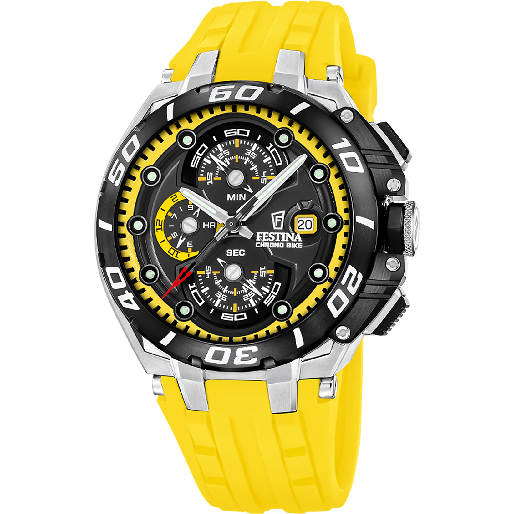 Dit Festina horloge heeft een kast gemaakt van Staal zilver met een diameter van 46 mm en is voorzien van een Rubber band. In de kast bevindt zich een Miyota kwaliteitsuurwerk en is afgewerkt met Mineraalglas.

Het horloge is 20ATM. Dit betekent dat het horloge geschikt is om mee te duiken. Verder wordt het horloge geleverd met 2 jaar garantie.
