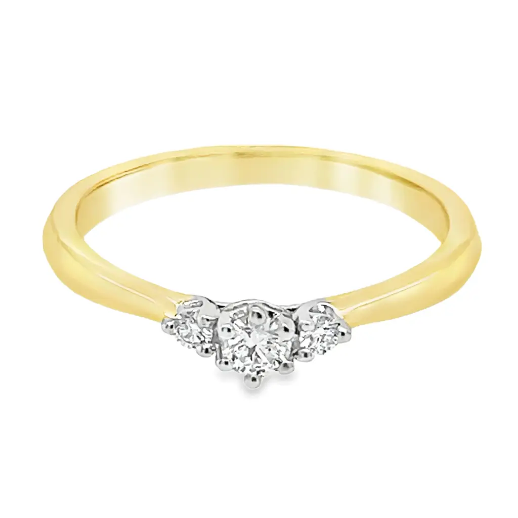 Bicolor gouden ring met Diamant 0,145 karaat in maat 58 (18,5)
