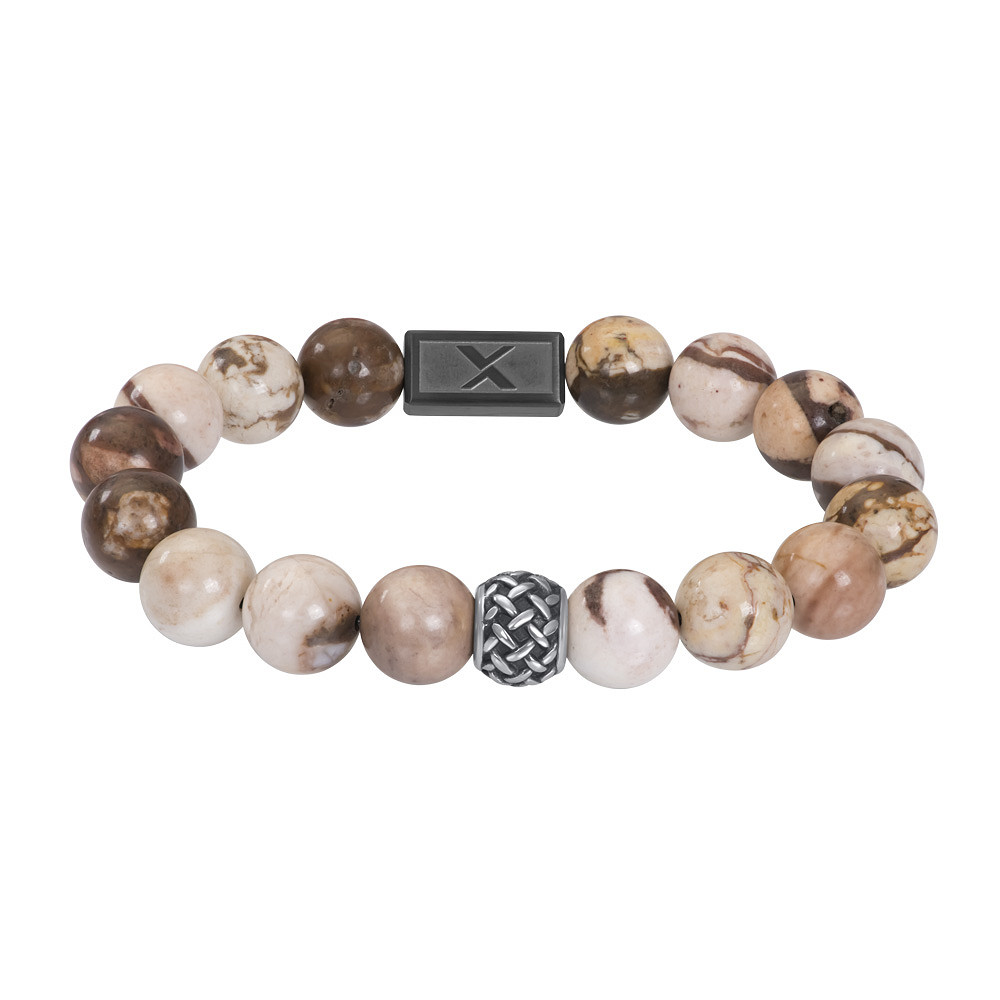 De iXXXi Men armband Buddy is een kralen armband met gun metal-kleurige, stainless steel details. De armband bestaat uit ronde kralen met een soort marmer look in bruine, witte en beige tinten.