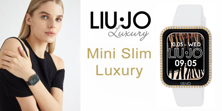 Smartwatch Liu-jo mini slim luxury model met wit rubberen band en gold kast