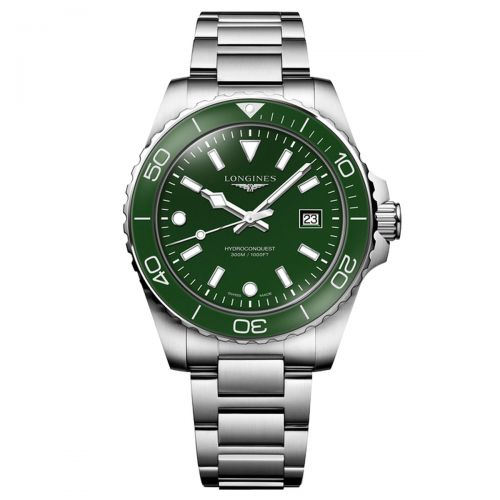 De Longines Hydroconquest L37694066 is een stijlvolle polshorloge met een groene analoge wijzerplaat. Het heeft een roestvrijstalen kast en band, saffierglas, en is hypoallergeen. Met een datumfunctie en Zwitserse quartz-beweging is hij ideaal voor dagelijks gebruik. Draag hem bij zowel formele als casual outfits voor een elegante uitstraling. 