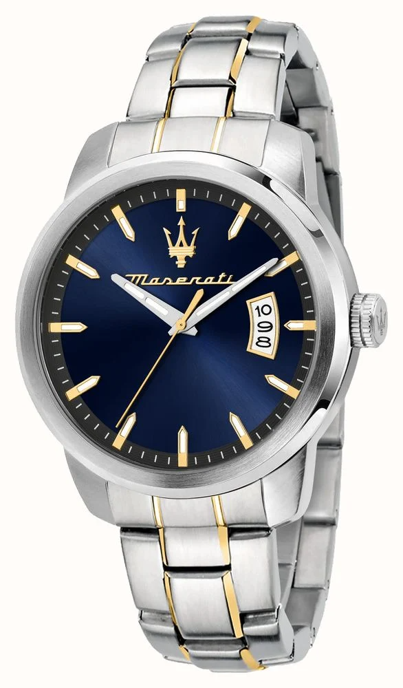 Die Herrenuhr  bietet ein elegantes blaues Zifferblatt, ein Edelstahlgeh&auml;use kombiniert mit gelbgoldenen Akzenten. Ideal f&uuml;r formelle und informelle Anl&auml;sse. Am besten tragen Sie diese Uhr am Handgelenk Ihrer dominanten Hand, um Funktionalit&auml;t und Stil zu betonen. Ein zeitloser Begleiter f&uuml;r jeden Anlass.