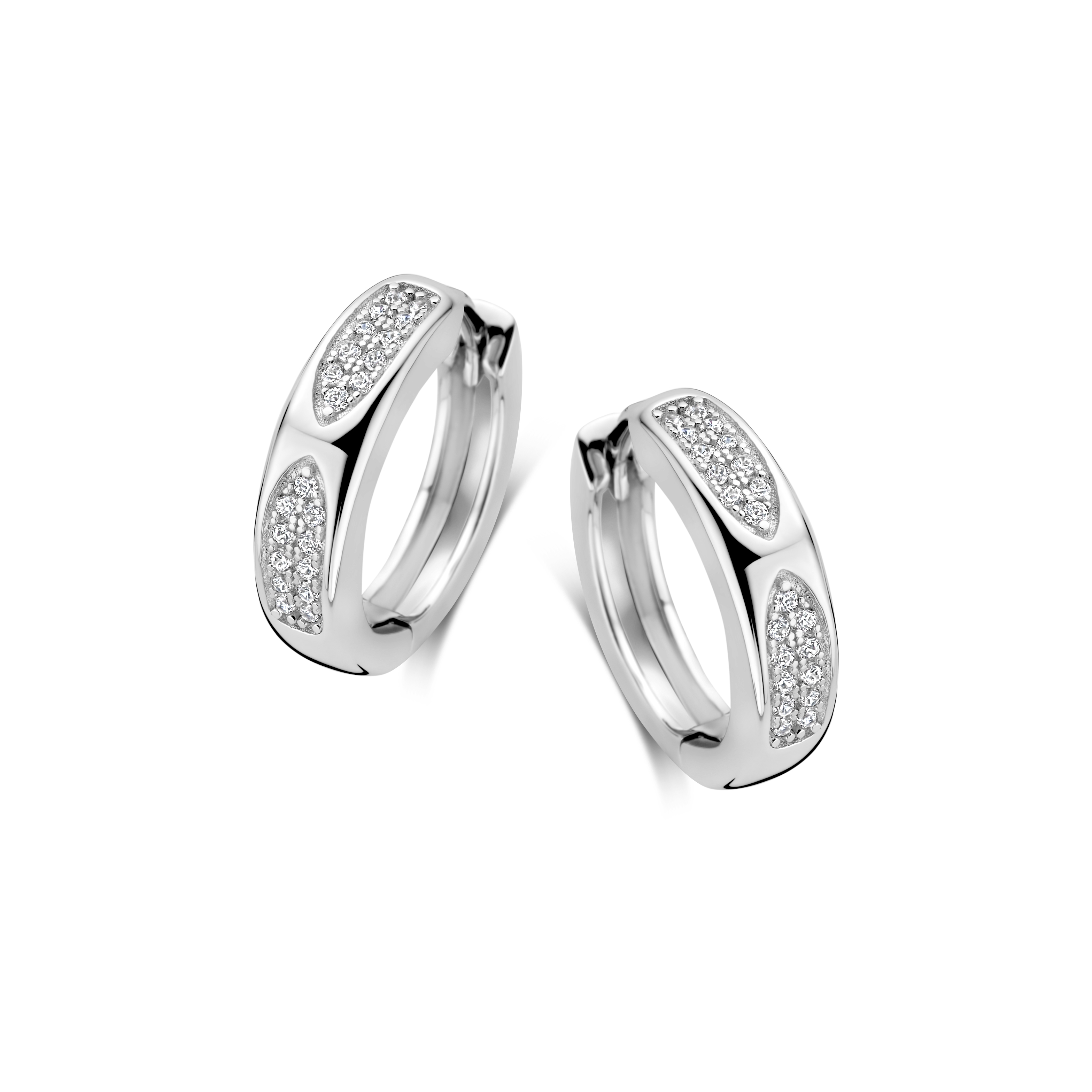 Zilveren creolen met zirkonia