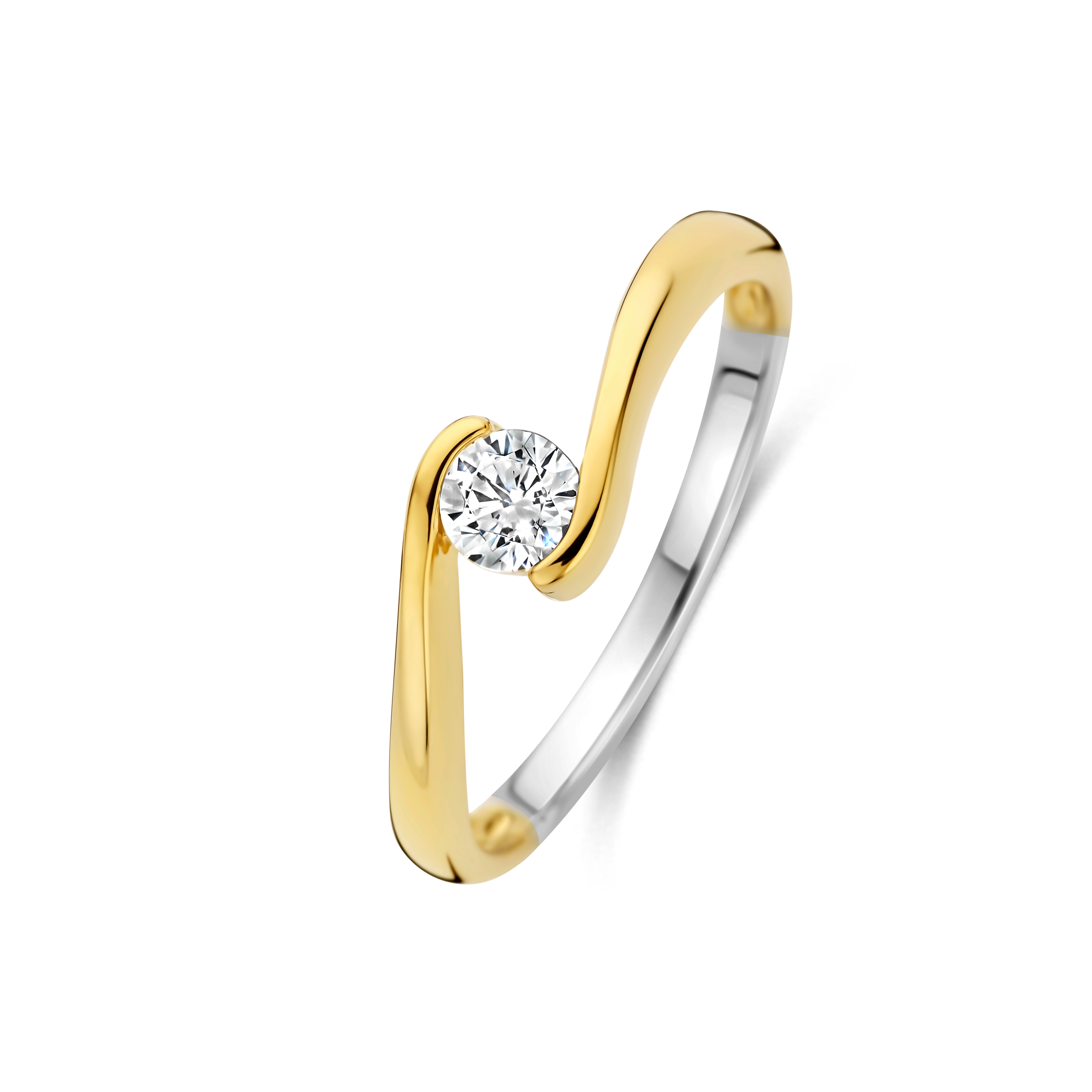 Zilveren vergulde ring met zirkonia