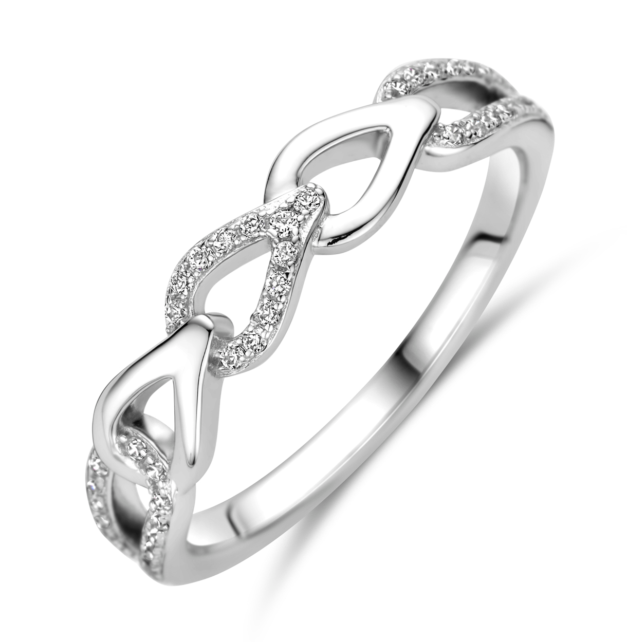 Zilveren ring met zirkonia's