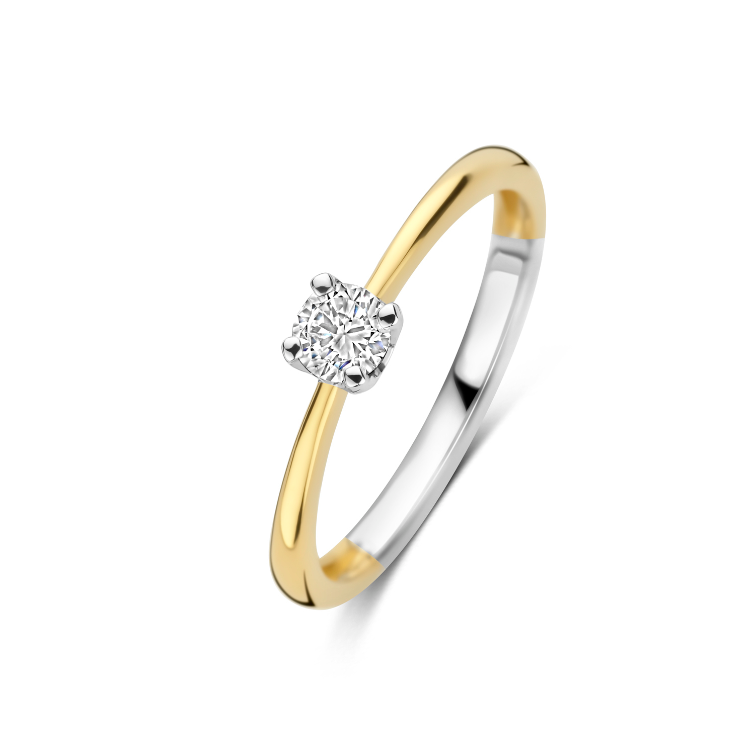 Zilveren vergulde ring met zirkonia