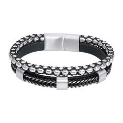 IXXXI armband staal met leer combi
