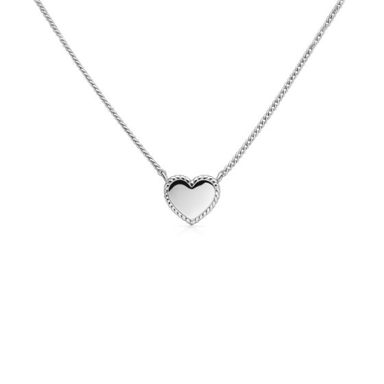 Karma Jewelry zilveren collier Yara Heart Silver. Het hartje kan gepersonaliseerd worden met een gravure 