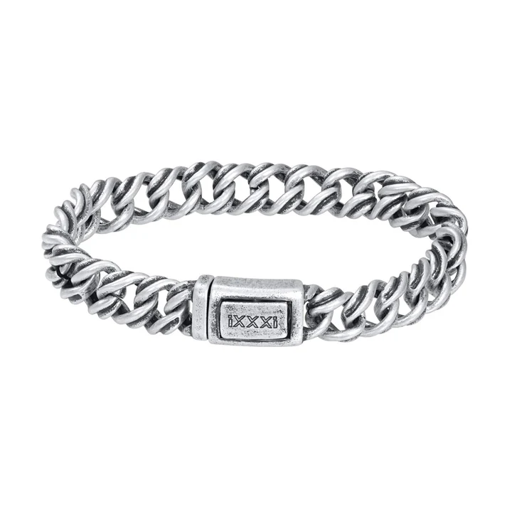 De iXXXi Men armband Santorini is gemaakt van roestvrij staal in de kleur antiek zilver. De armband bestaat uit gevlochten gourmetschakels.